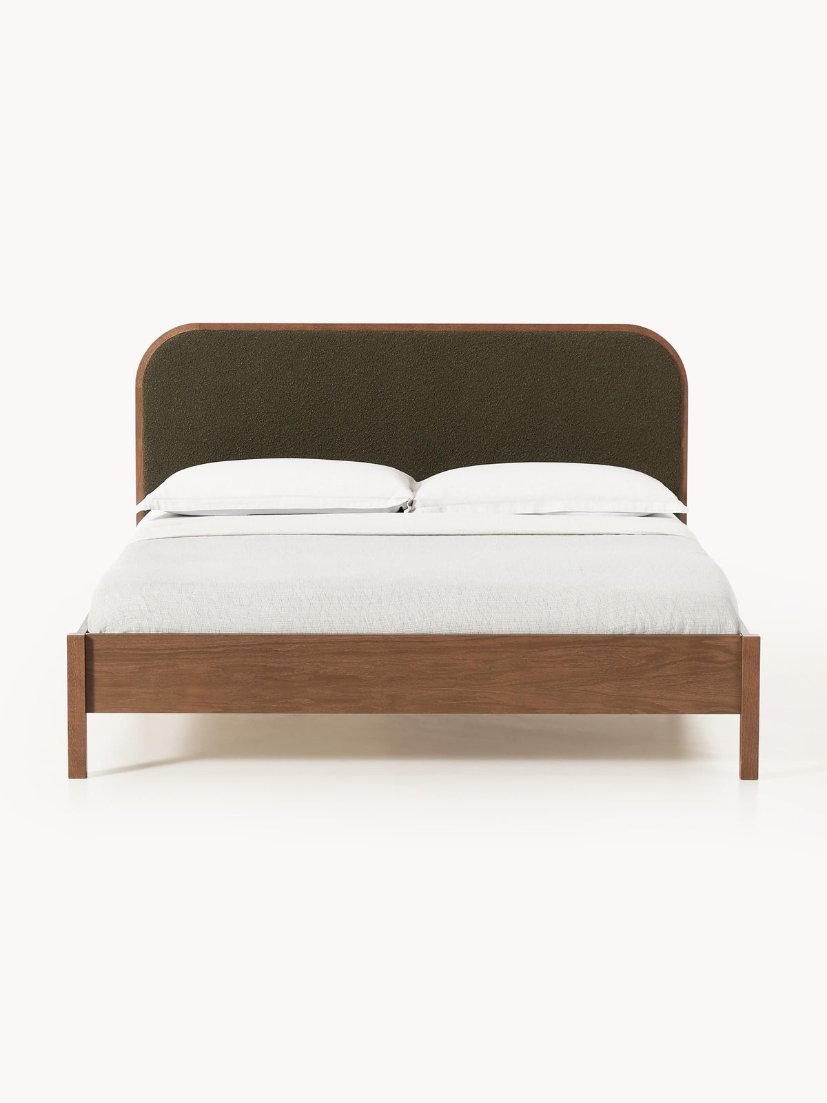 Jonquist Wooden Bed with Bouclé Headboard