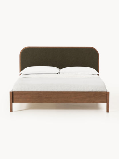 Jonquist Wooden Bed with Bouclé Headboard
