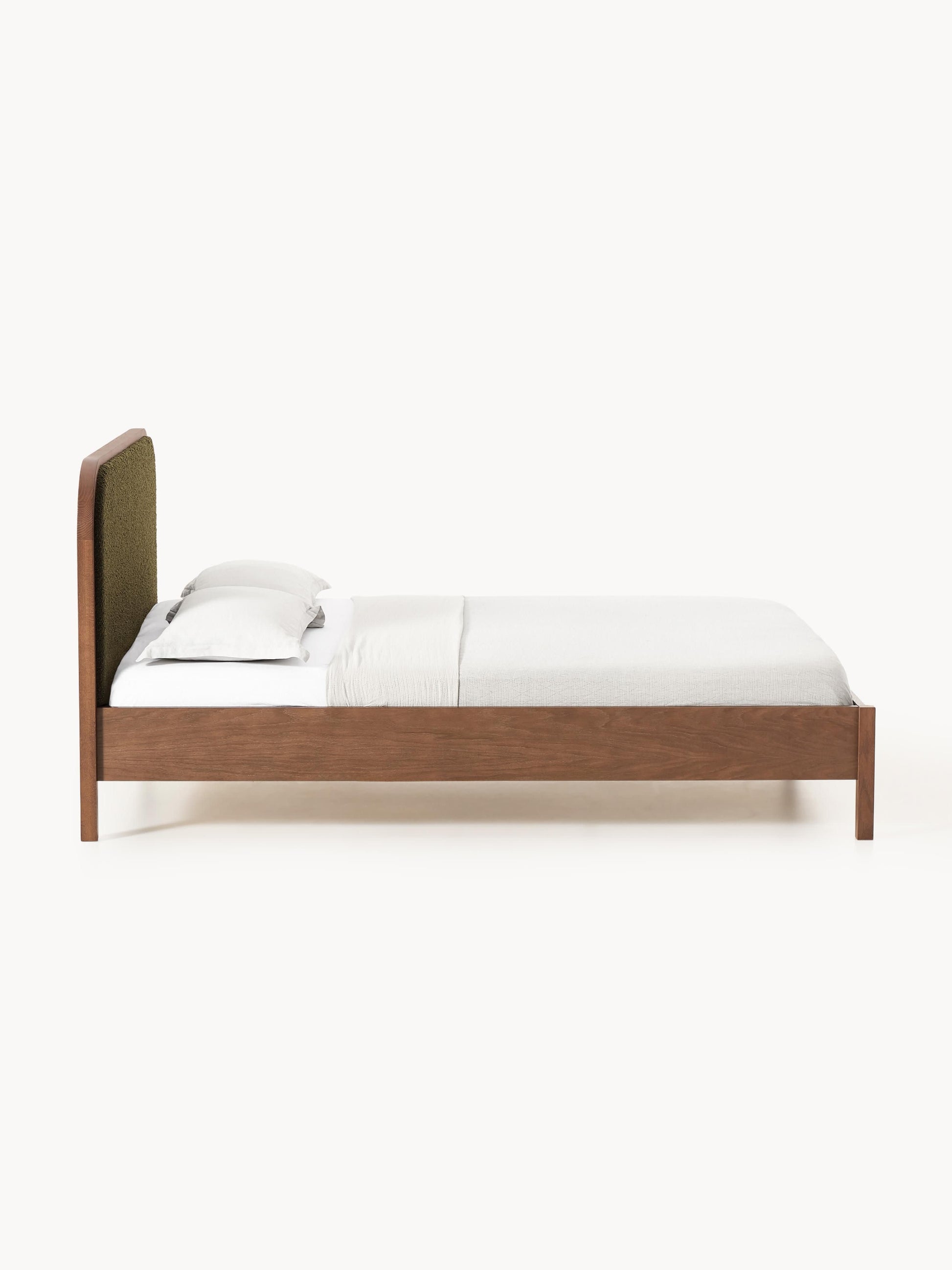 Jonquist Wooden Bed with Bouclé Headboard