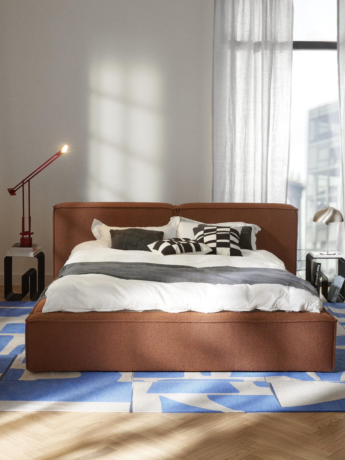 Lensford Bouclé Upholstered Bed with Storage