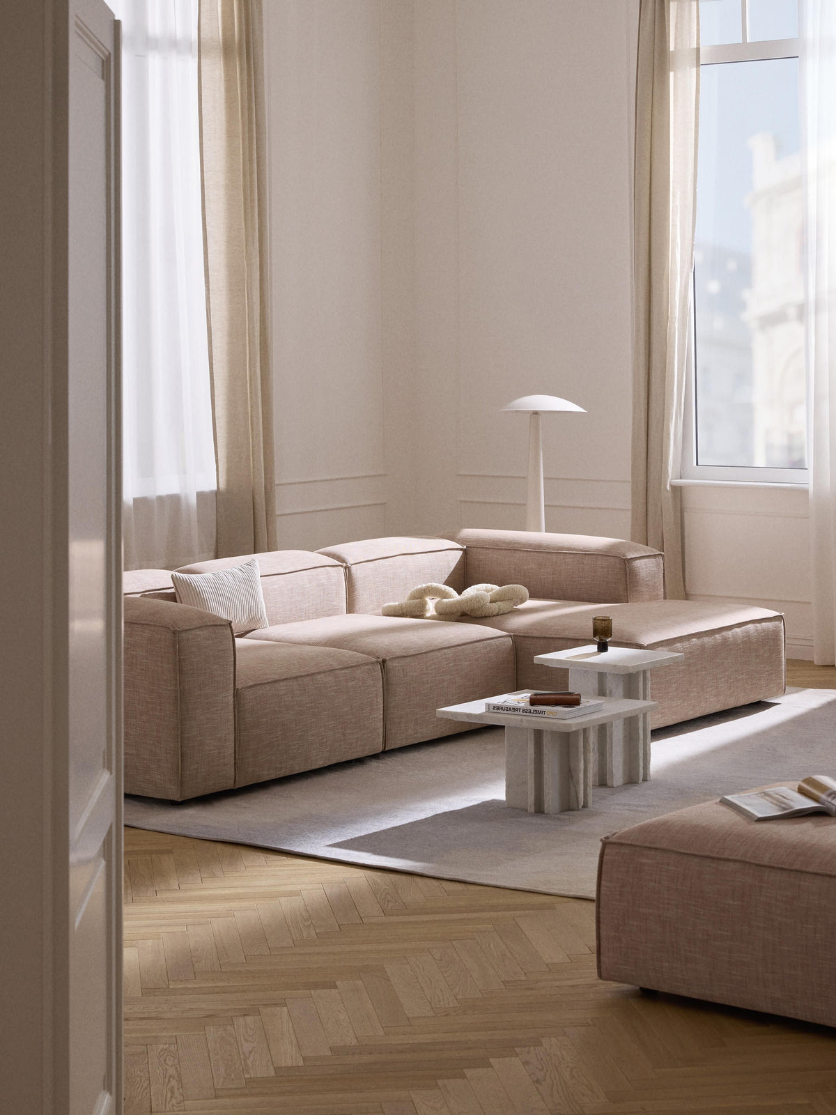 Lensford Modular Corner Sofa (4-Seater) in Linen Blend