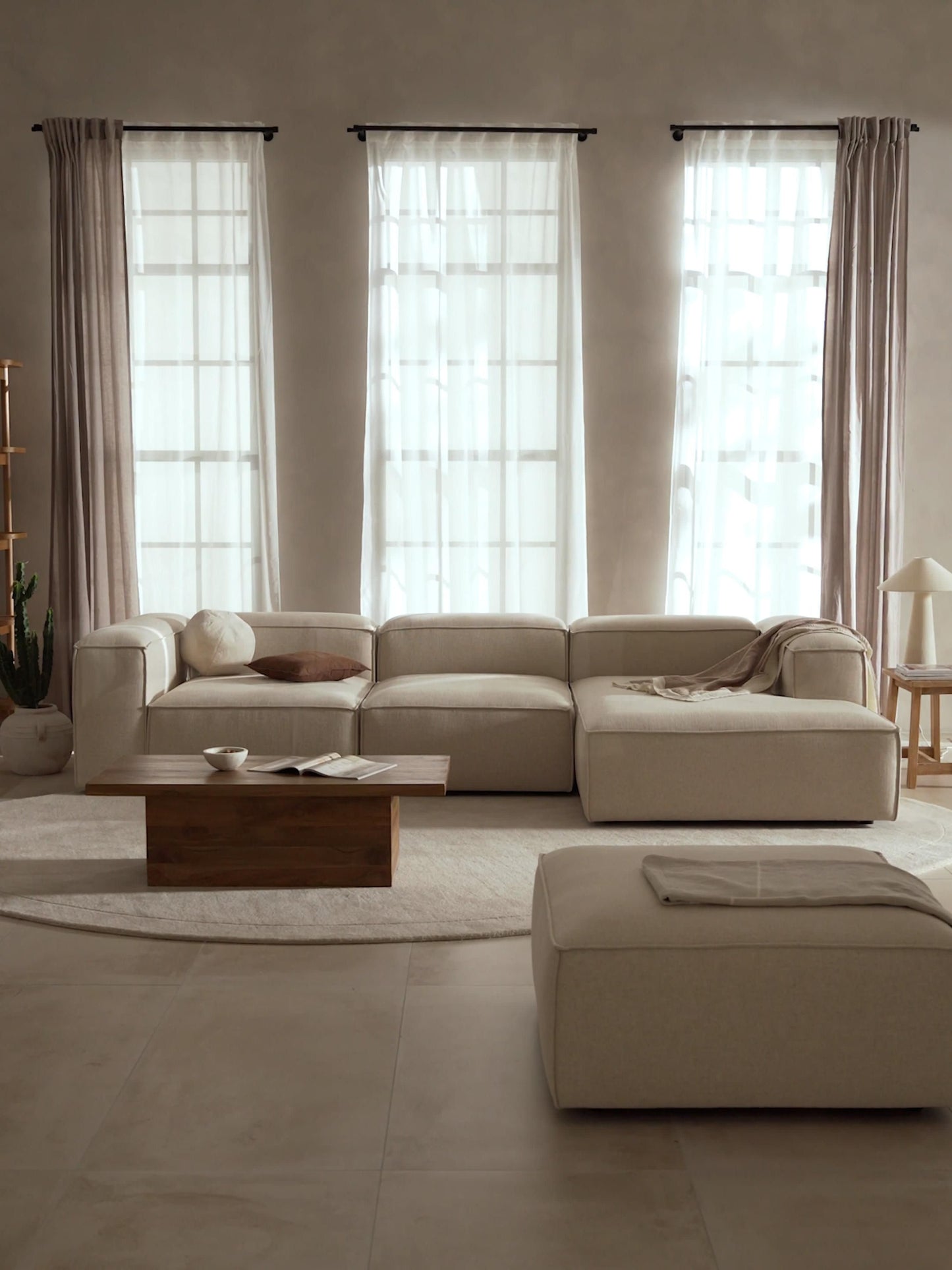 Lensford Modular Corner Sofa (4-Seater) in Linen Blend