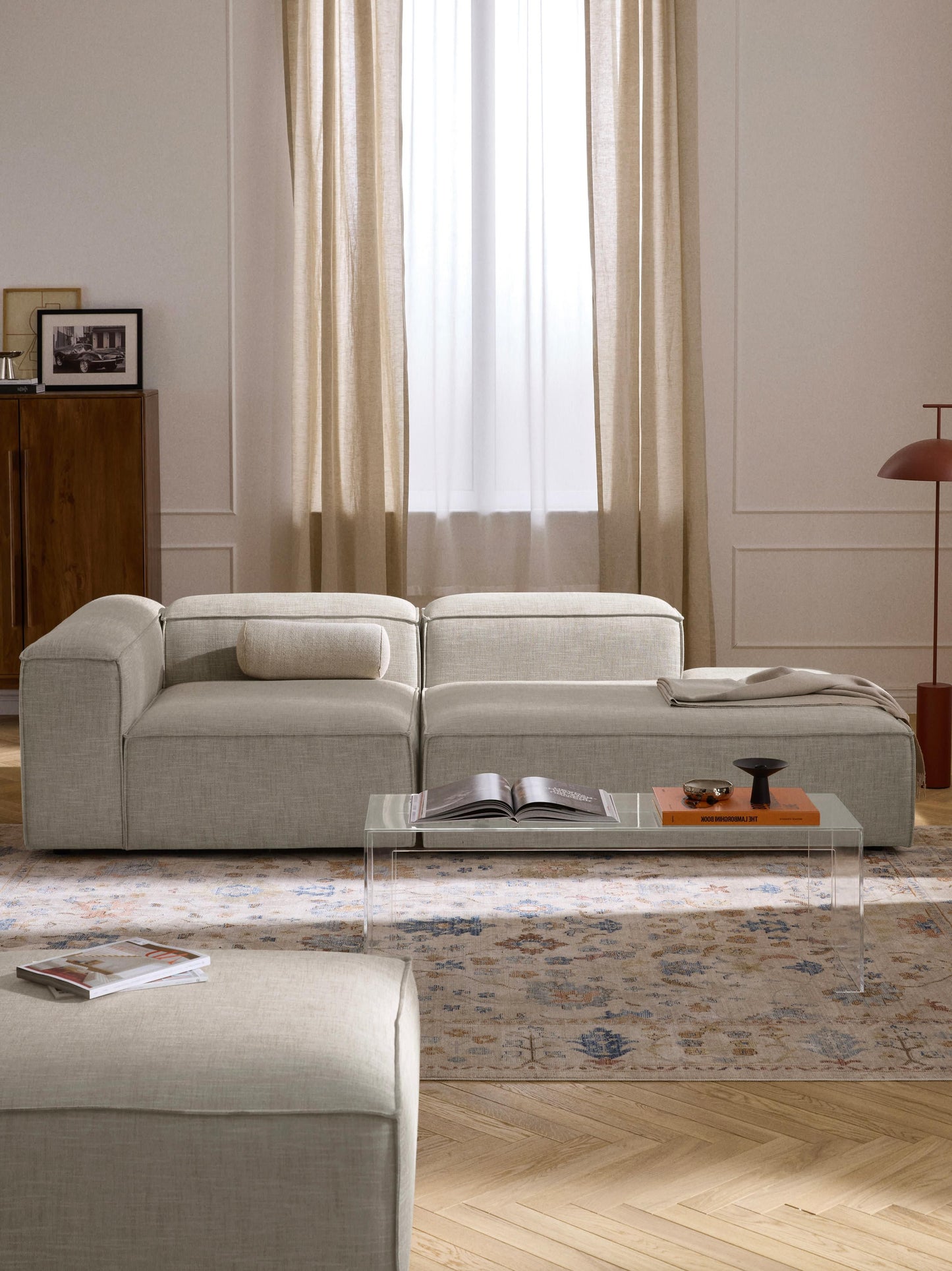 Lensford Modular Ottoman in Linen Blend
