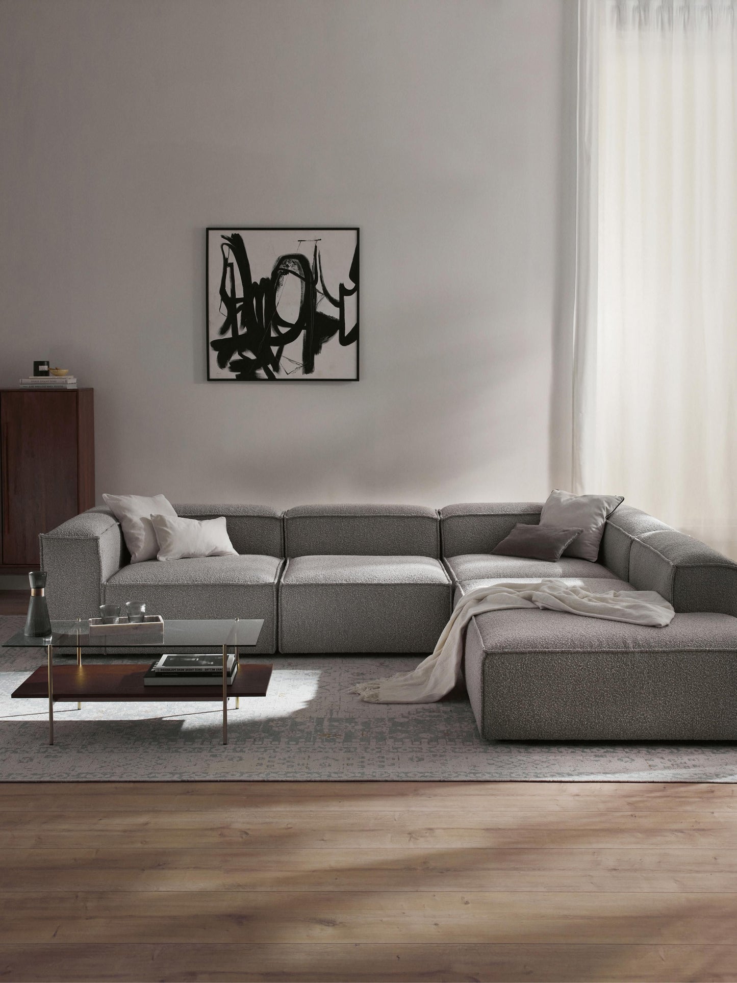 Lensford Modular XL Corner Sofa (4-Seater) in Bouclé