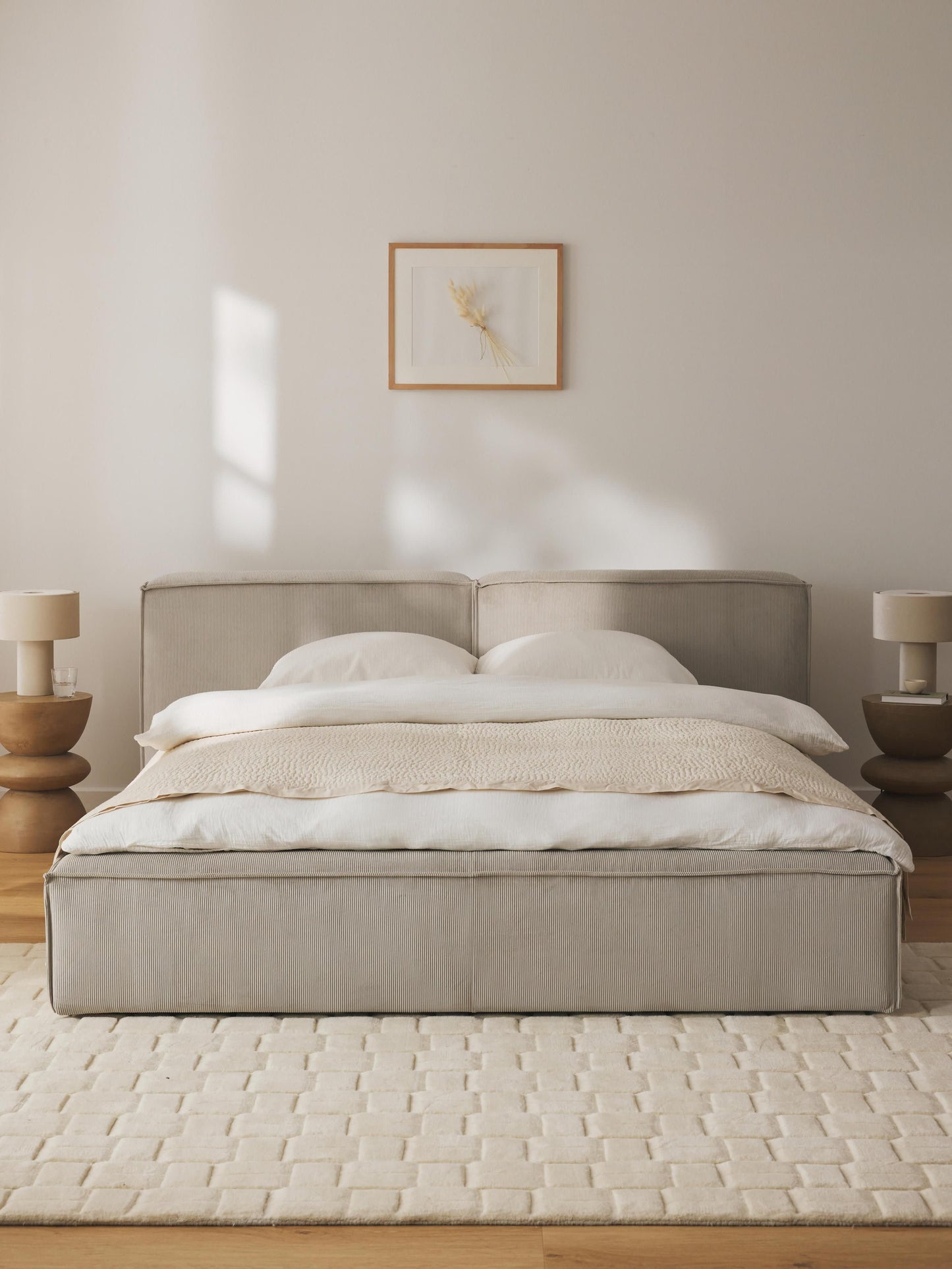 Lensford Upholstered Corduroy Bed with Storage