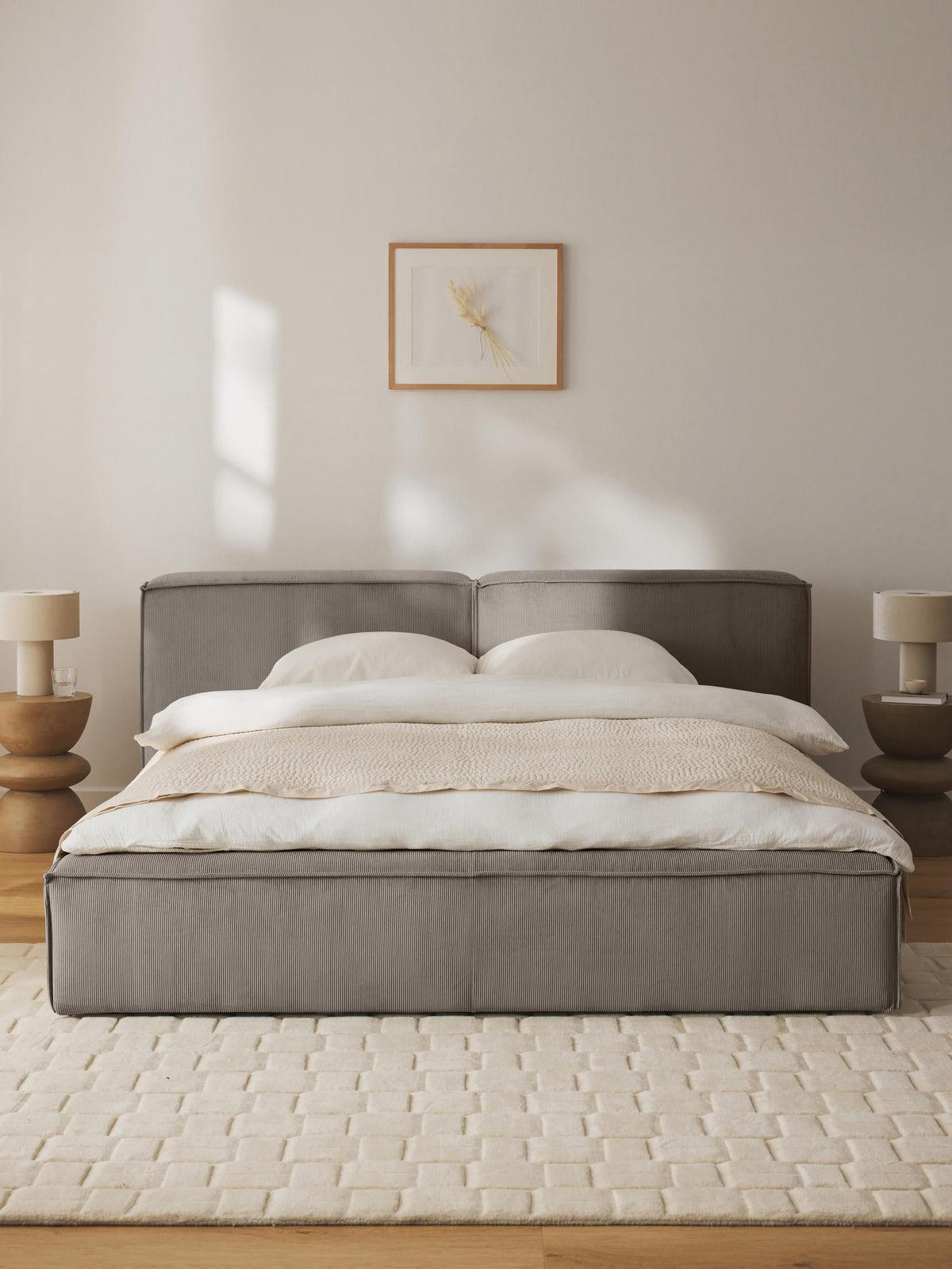 Lensford Upholstered Corduroy Bed with Storage