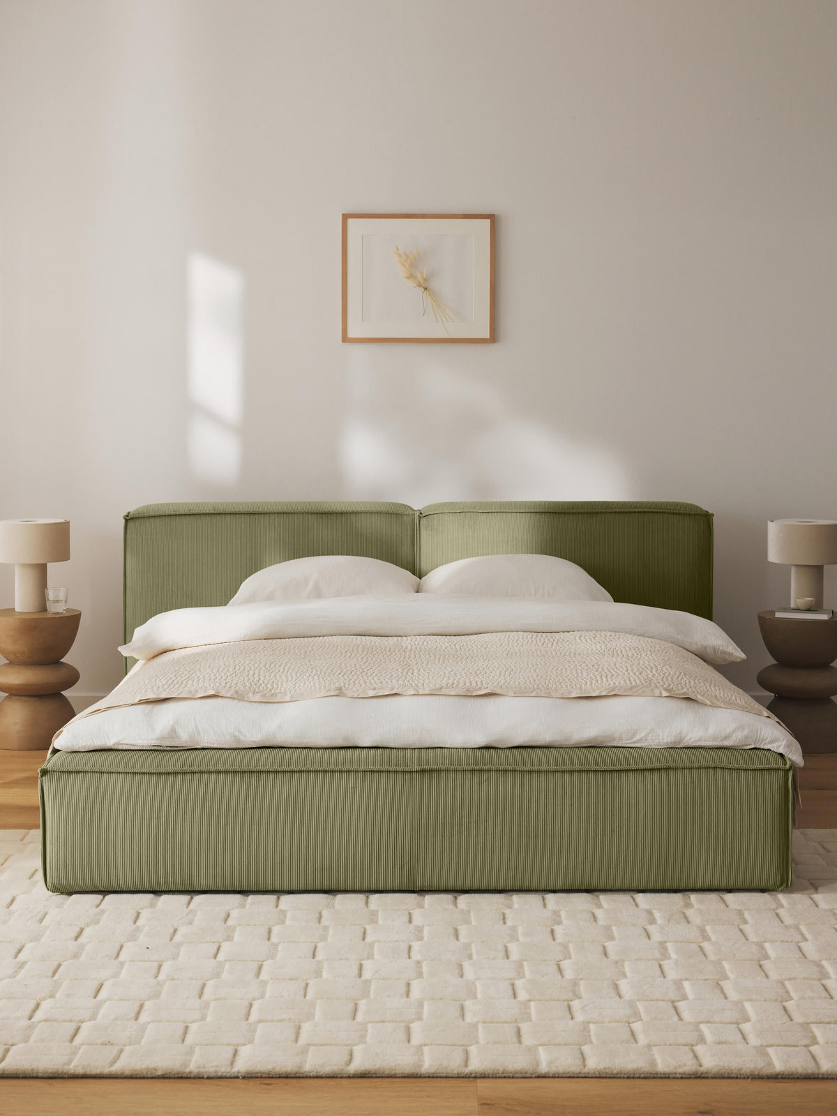 Lensford Upholstered Corduroy Bed with Storage