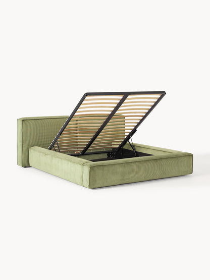 Lensford Upholstered Corduroy Bed with Storage