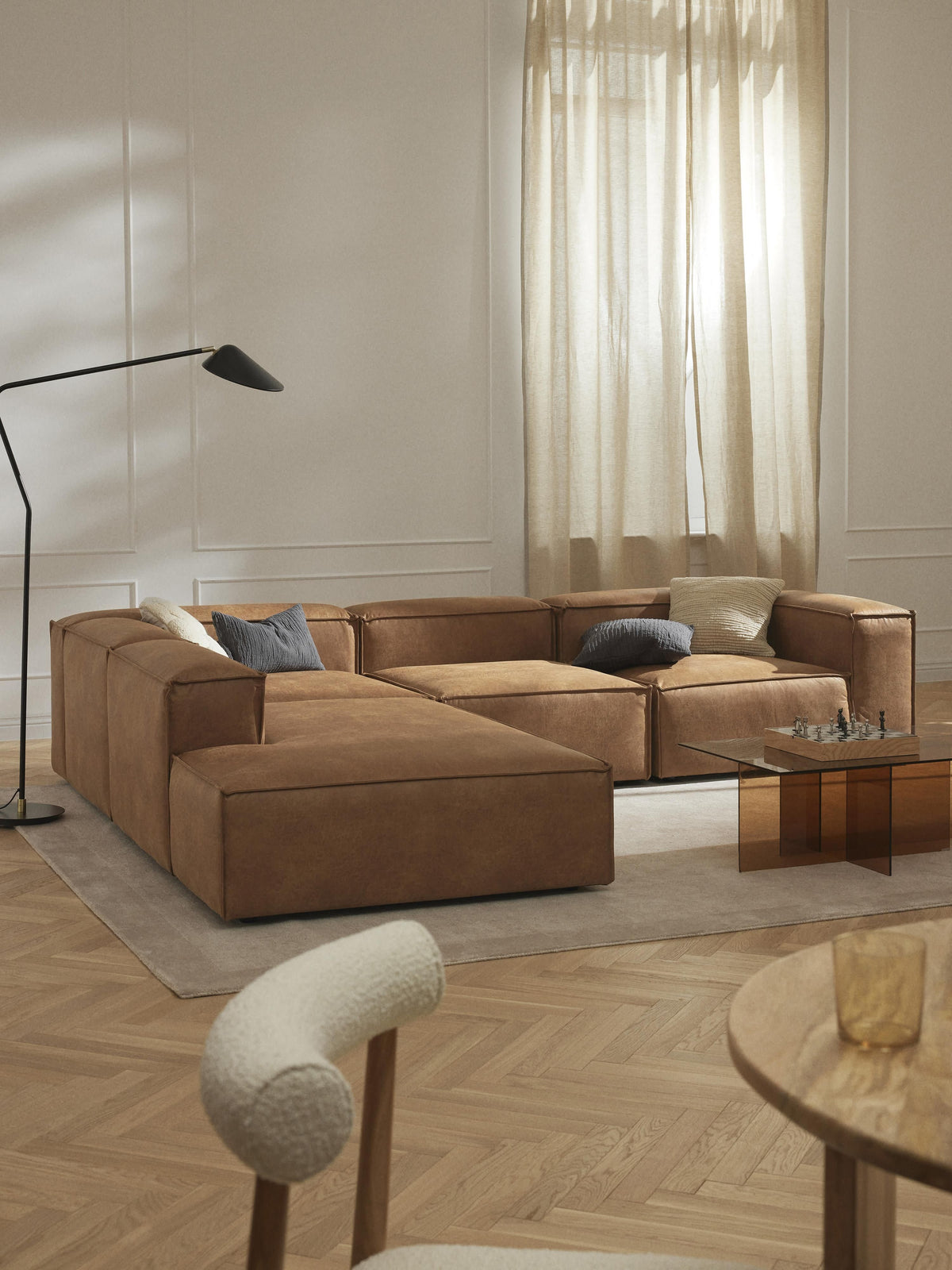 Lensford XL Modular Corner Sofa (4-Seater) in Leather
