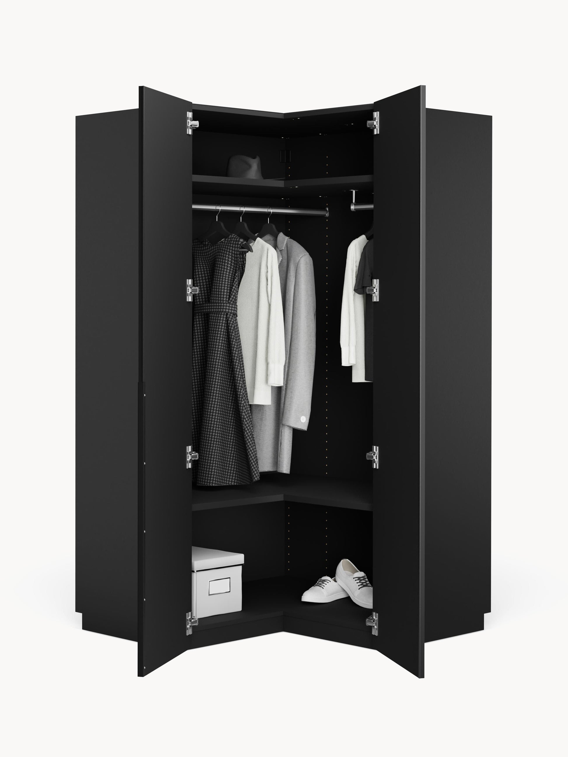Leovard Modular Corner Wardrobe, 115 cm Wide, in Various Sizes