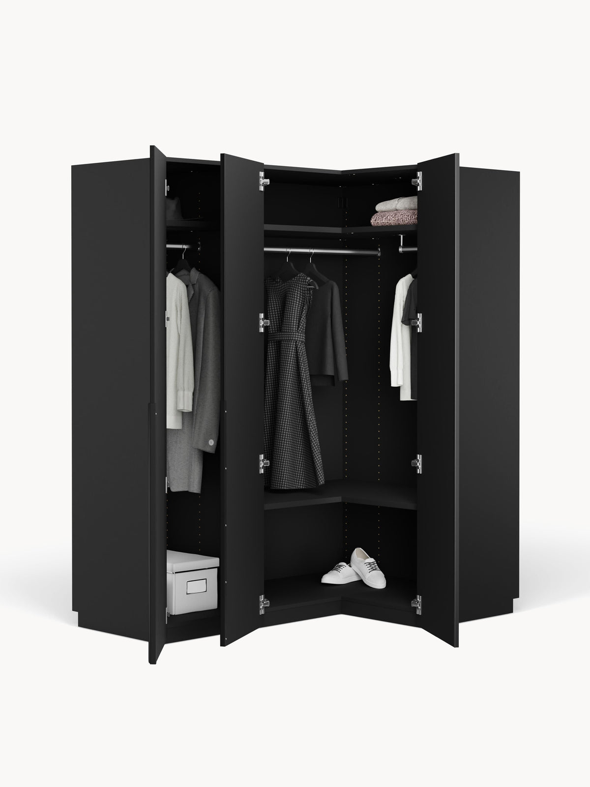 Leovard Modular Corner Wardrobe, 165 cm Wide, in Various Sizes
