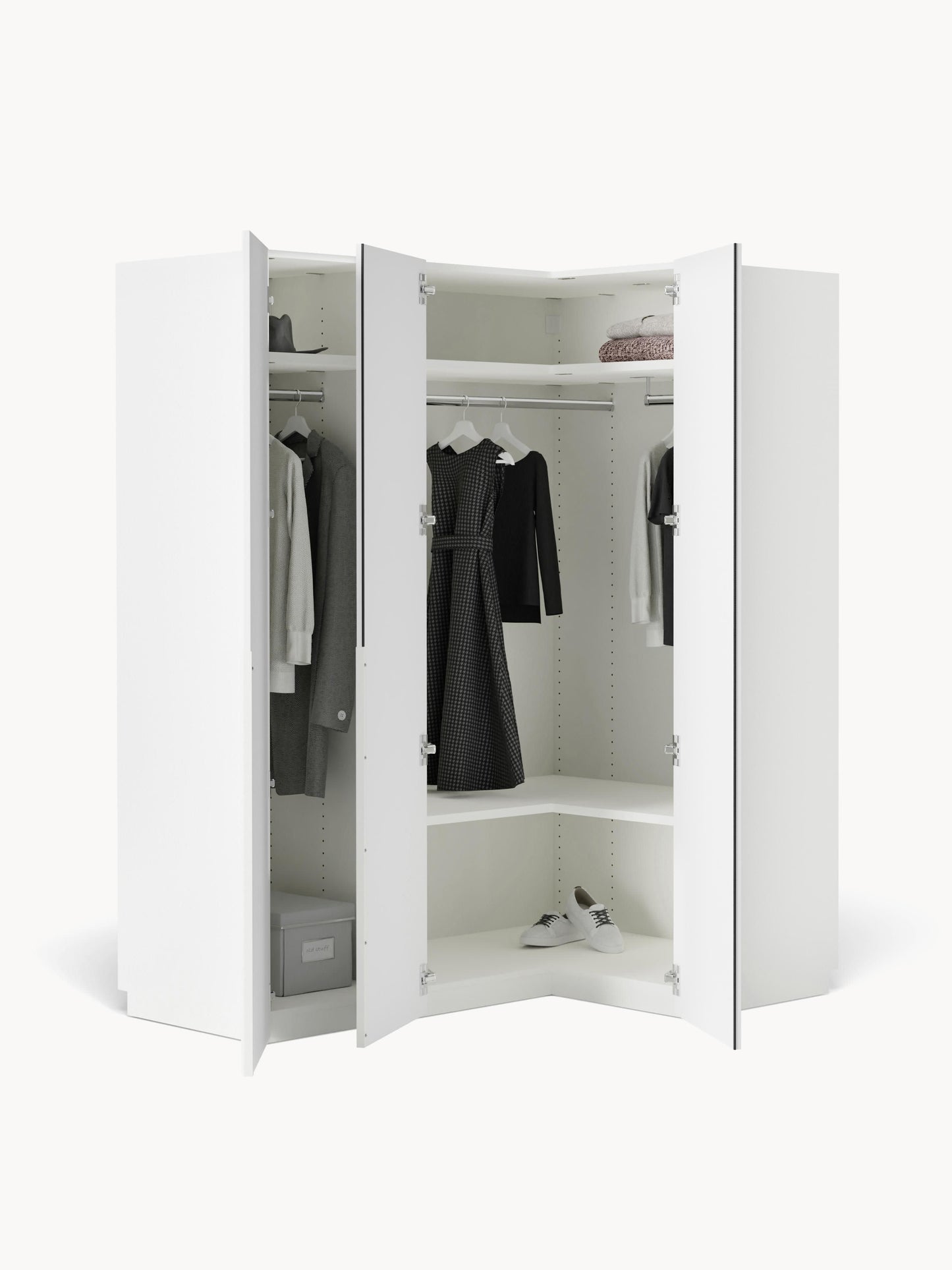 Leovard Modular Corner Wardrobe, 165 cm Wide, in Various Sizes