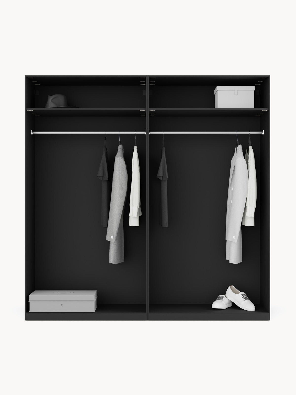 Leovard Modular Hinged-Door Wardrobe, 200 cm Wide, in Various Sizes