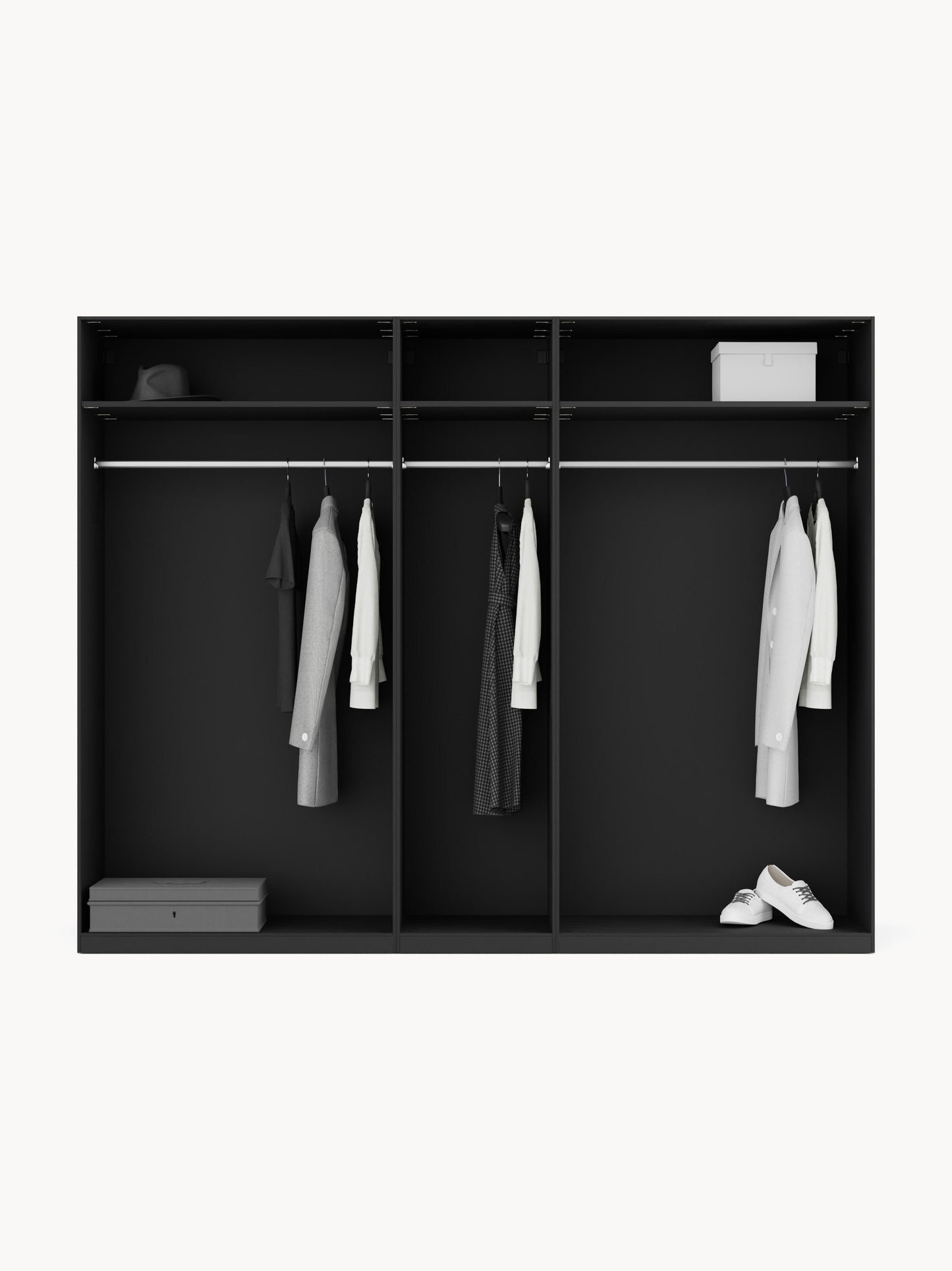 Leovard Modular Hinged-Door Wardrobe, 250 cm Wide, in Various Sizes