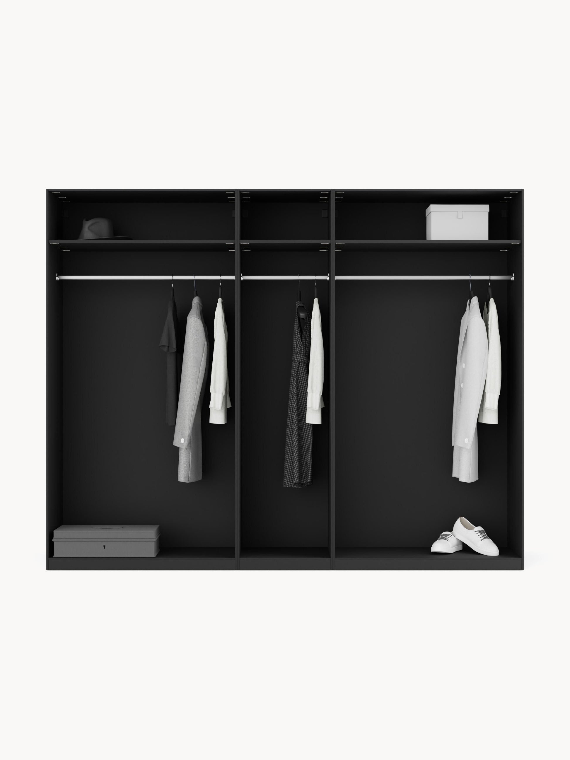 Leovard Modular Hinged-Door Wardrobe, 250 cm Wide, in Various Sizes
