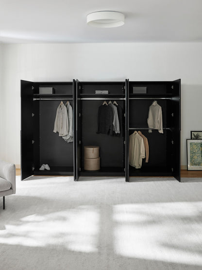 Leovard Modular Hinged-Door Wardrobe, 300 cm Wide, in Various Sizes