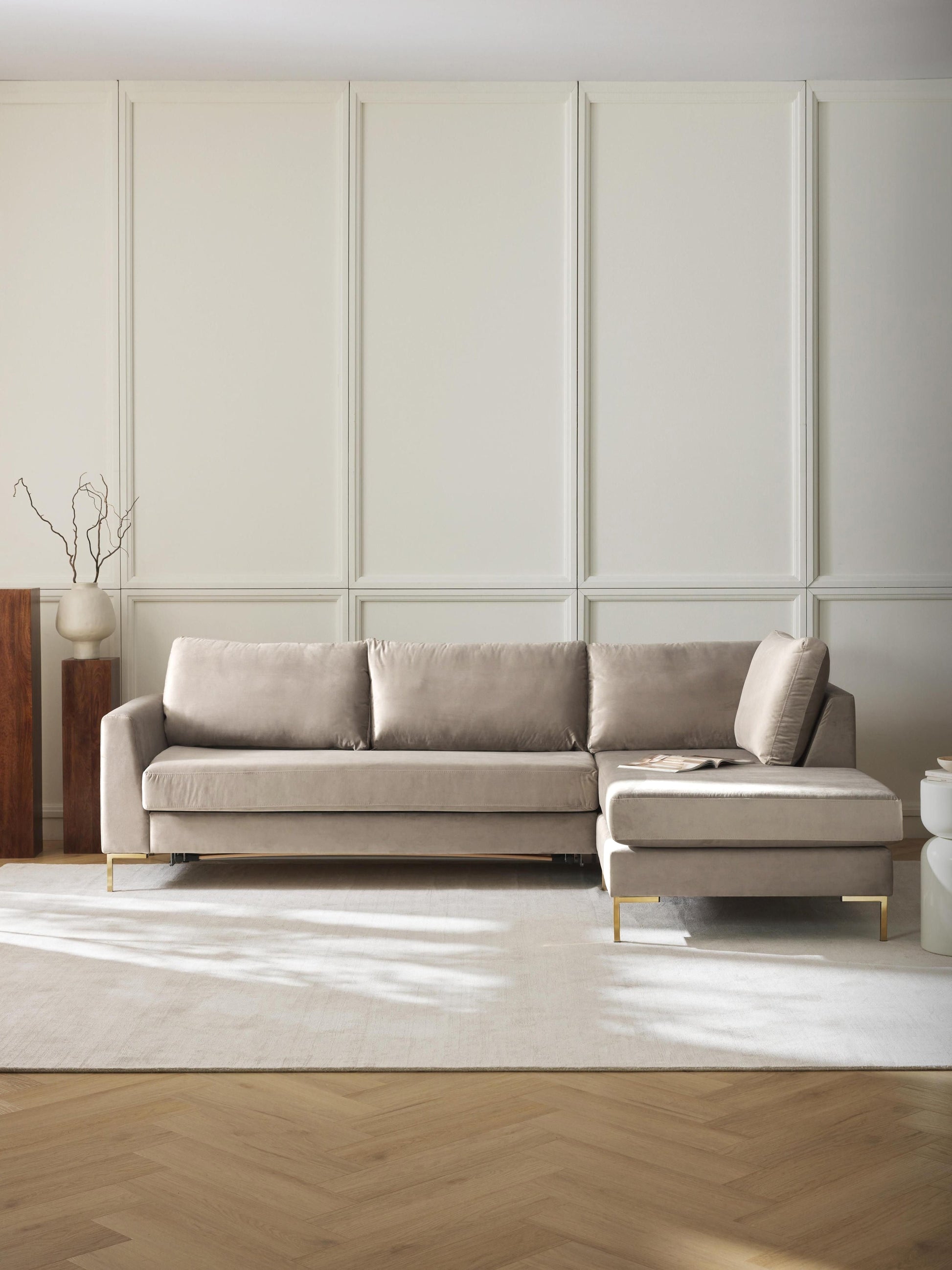 Lunveda Velvet Sofa Bed with Mattress, 3-Seater