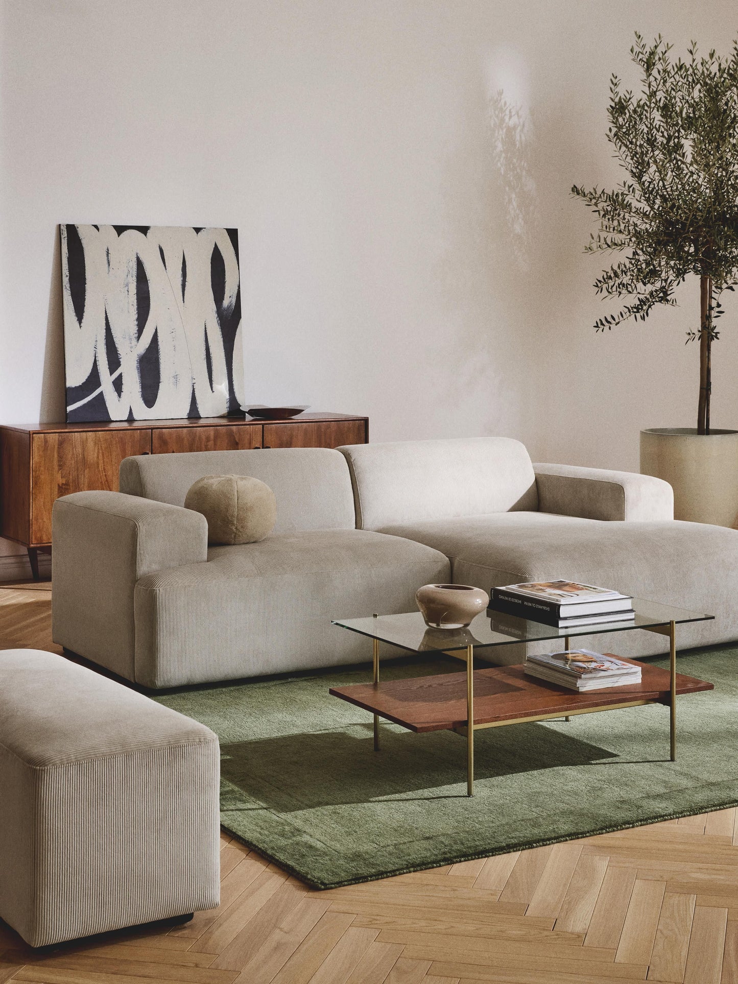 Melvina Corduroy Corner Sofa (3-Seater)