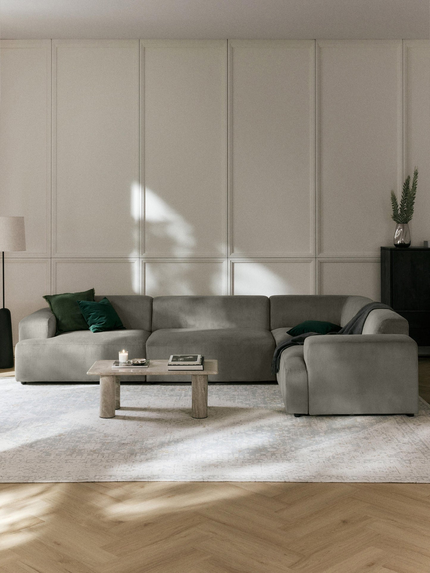 Melvina Large Corduroy Corner Sofa, 4-Seater
