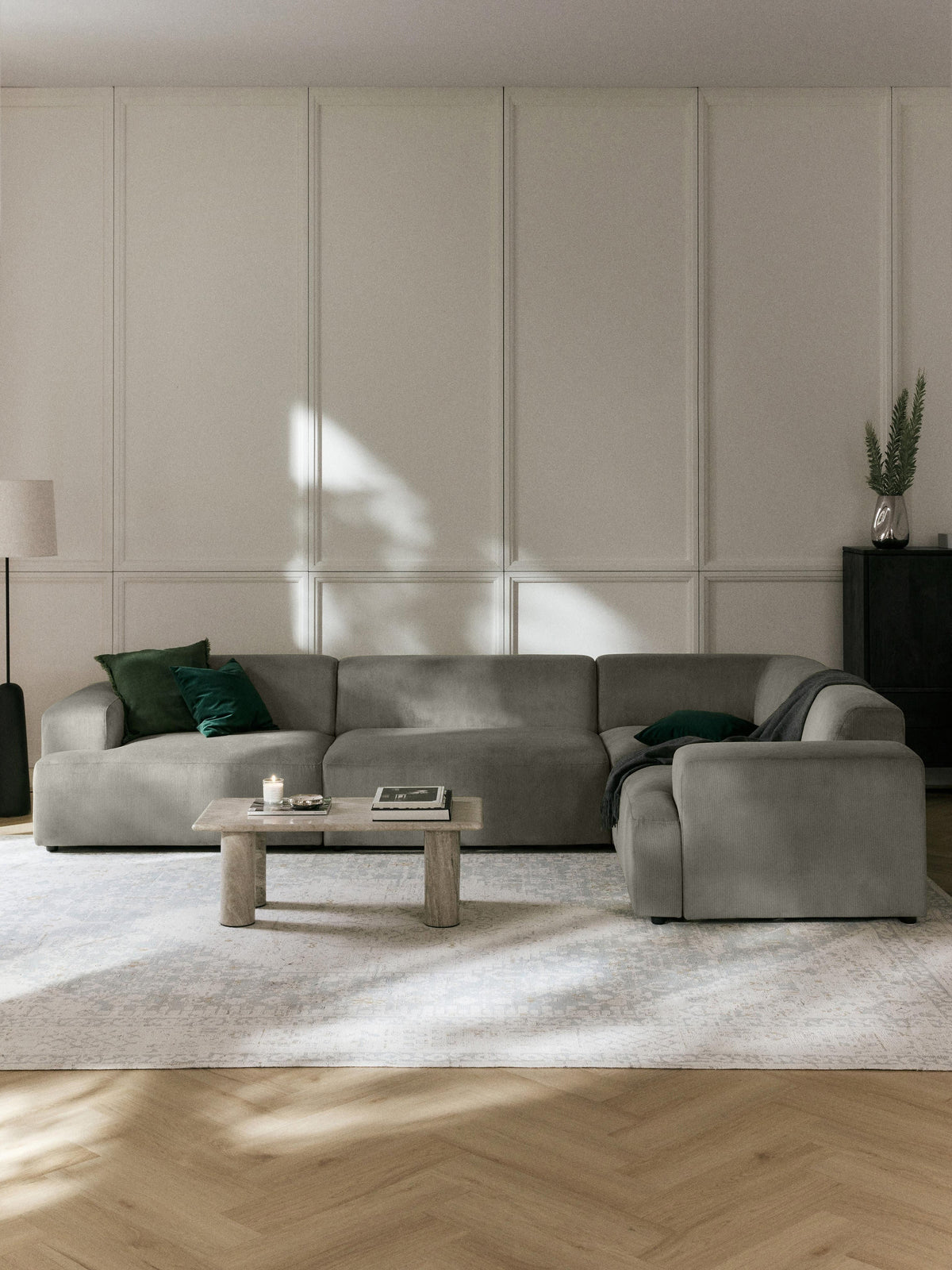Melvina Large Corduroy Corner Sofa, 4-Seater