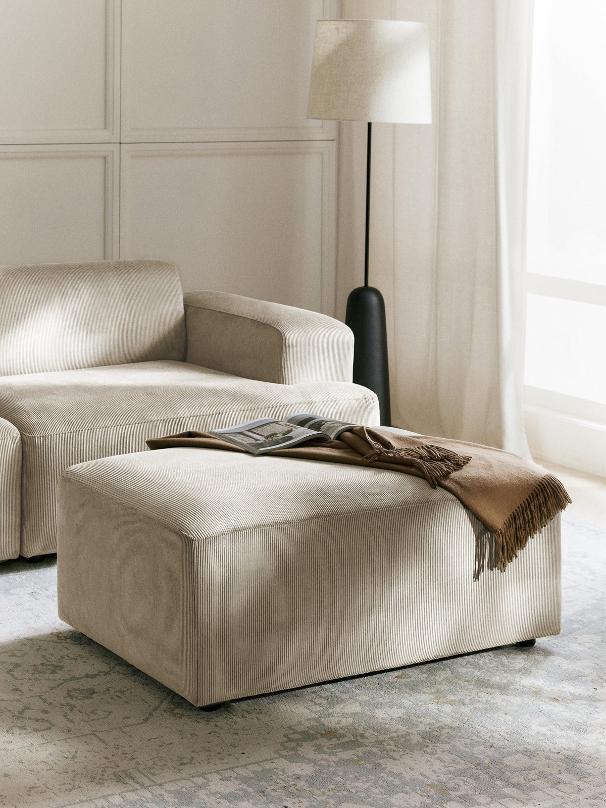 Melvina Stool in Corduroy, W 99 x D 72 cm