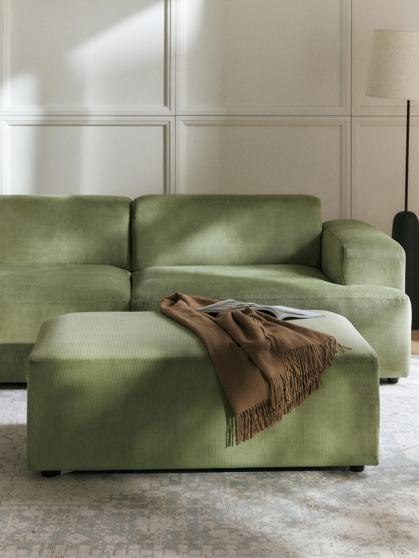Melvina XL Corduroy Ottoman, W 116 x D 72 cm