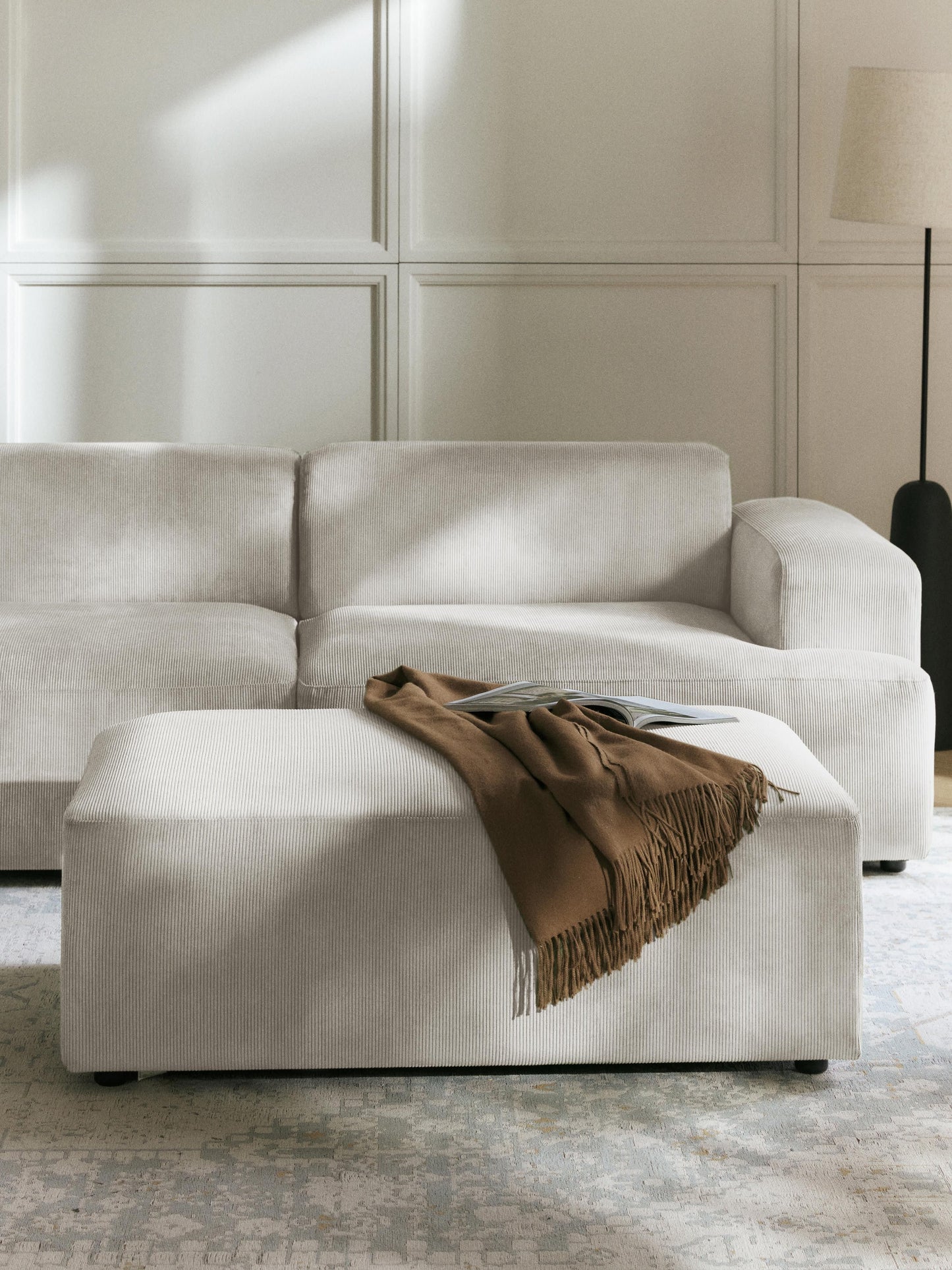 Melvina XL Corduroy Ottoman, W 116 x D 72 cm