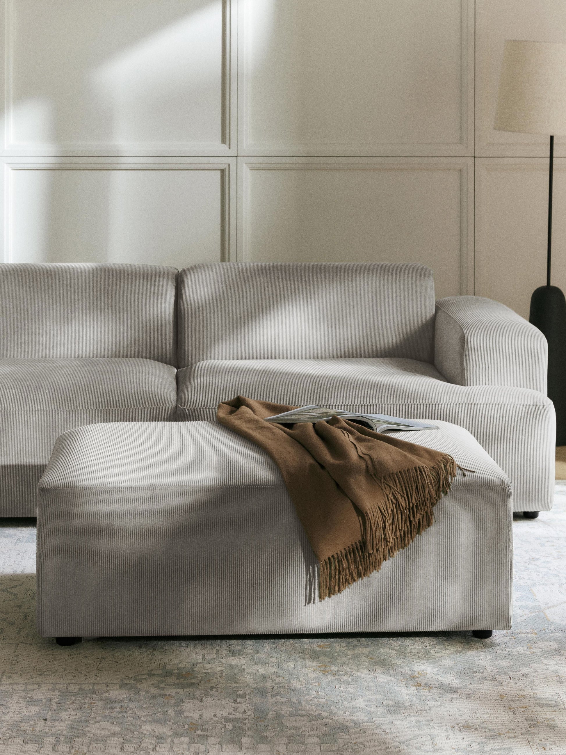 Melvina XL Corduroy Ottoman, W 116 x D 72 cm