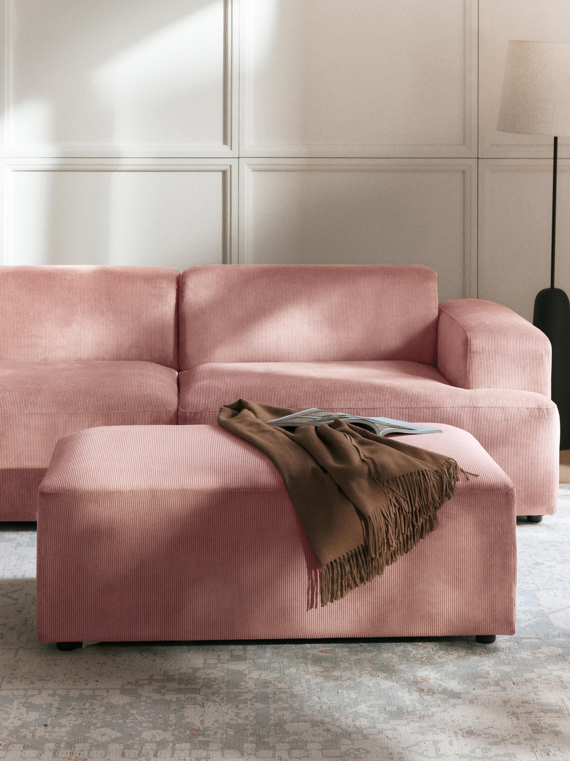 Melvina XL Corduroy Ottoman, W 116 x D 72 cm