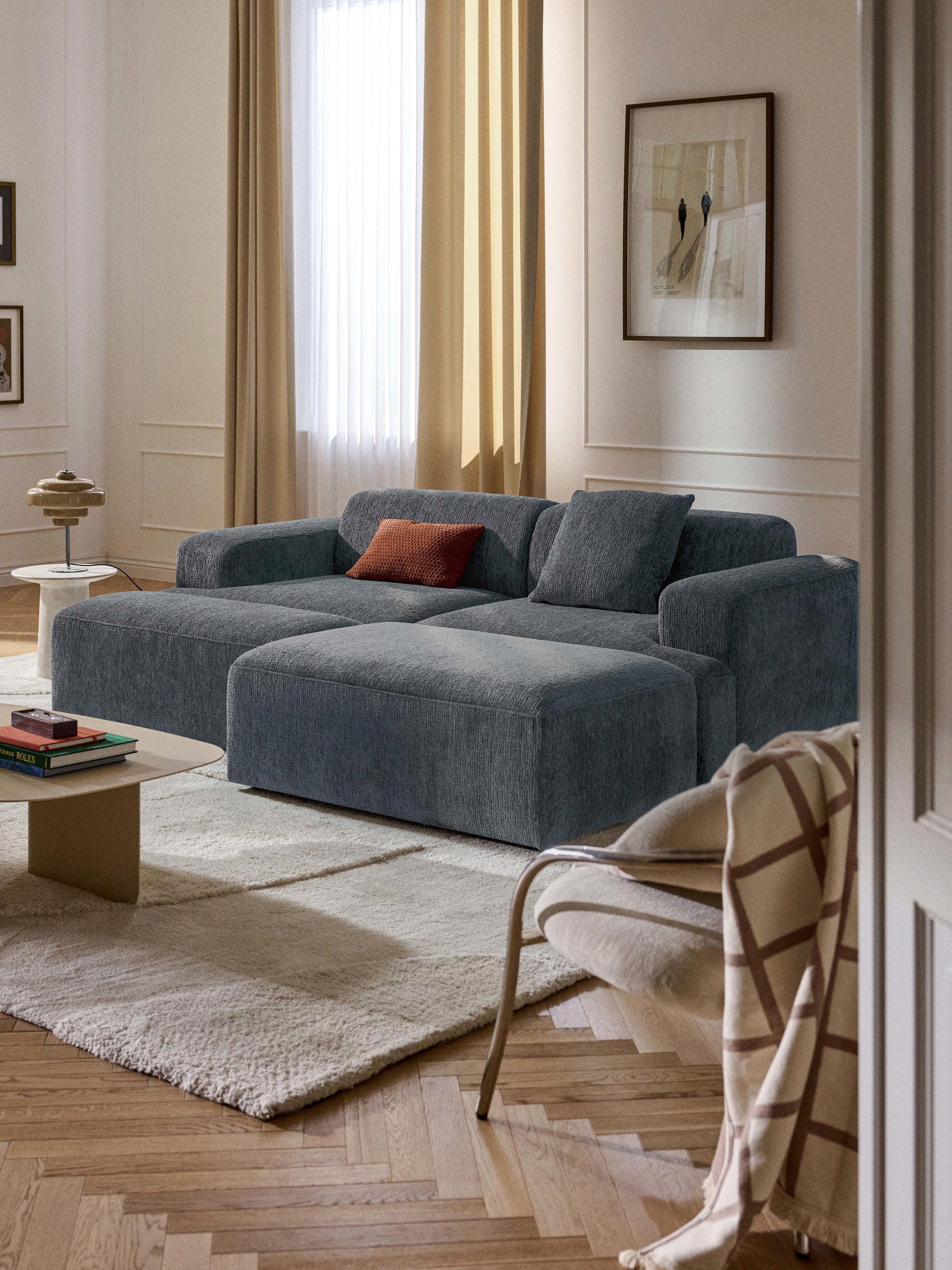 Melvina XL Ottoman, W 116 x D 72 cm