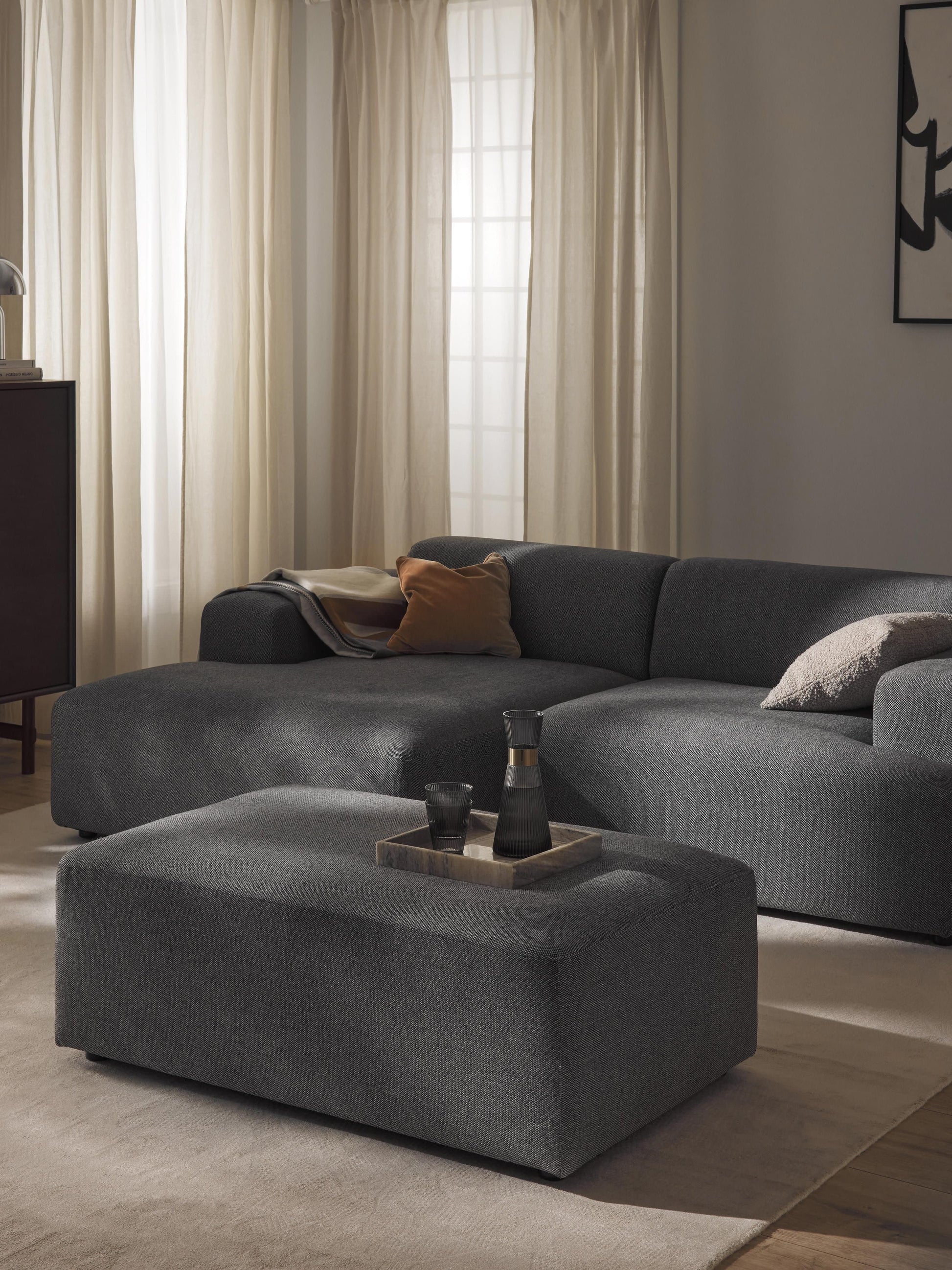 Melvina XL Ottoman, W 116 x D 72 cm
