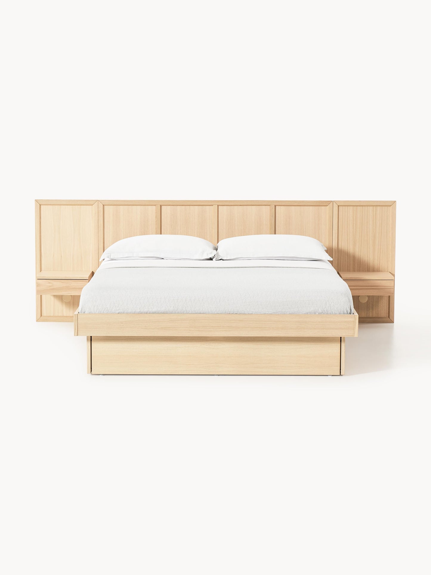 Nanolo Wooden Bed with Bedside Tables and Headboard