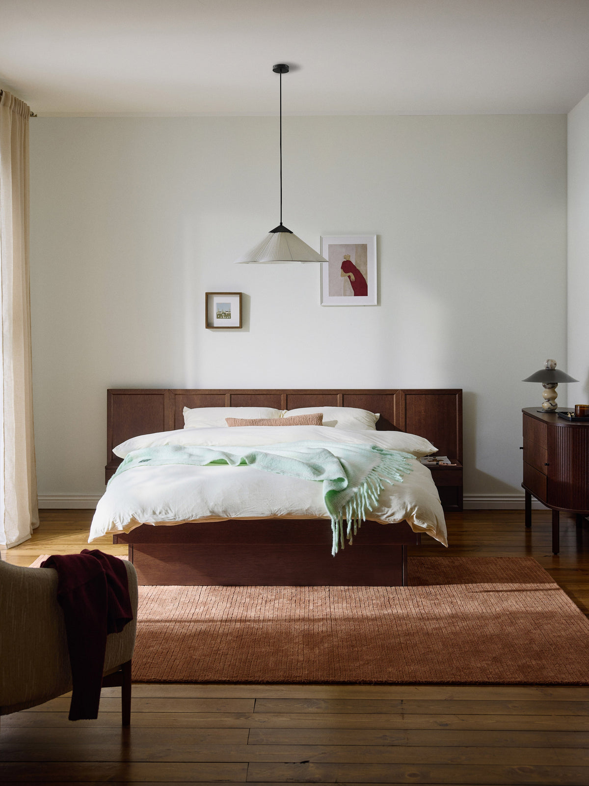 Nanolo Wooden Bed with Bedside Tables and Headboard