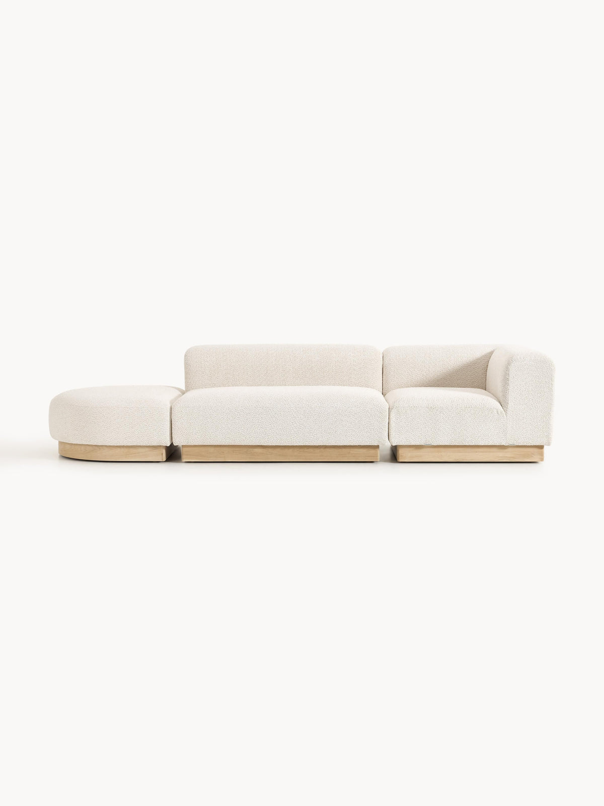 Natvelle Modular Ottoman in Teddy Bouclé with Stool (Left/Right)