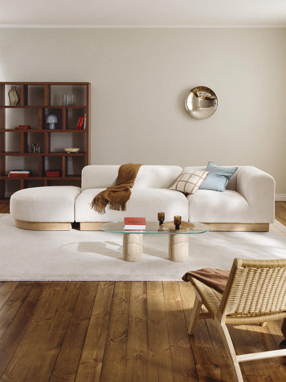 Natvelle Modular Ottoman in Teddy Bouclé with Stool (Left/Right)