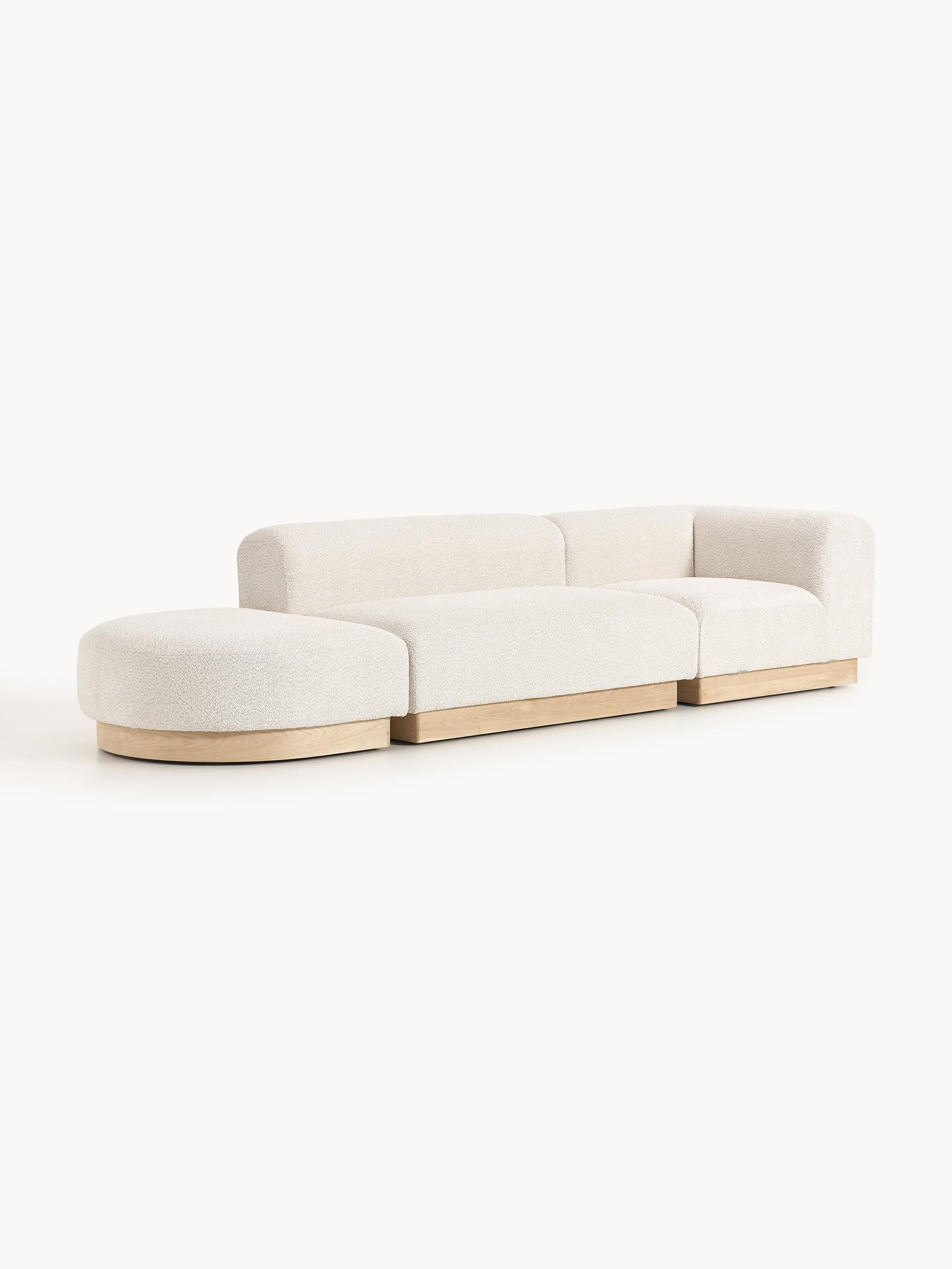Natvelle Modular Ottoman in Teddy Bouclé with Stool (Left/Right)