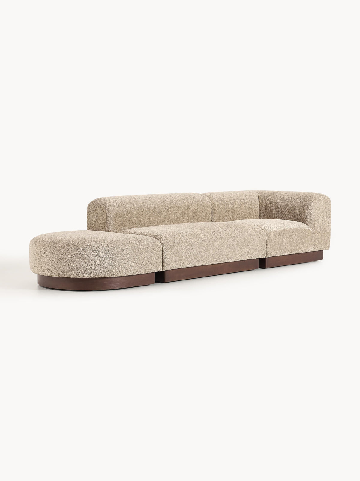 Natvelle Modular Ottoman in Teddy Bouclé with Stool (Left/Right)