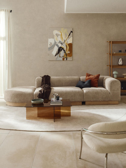 Natvelle Modular Ottoman in Teddy Bouclé with Stool (Left/Right)