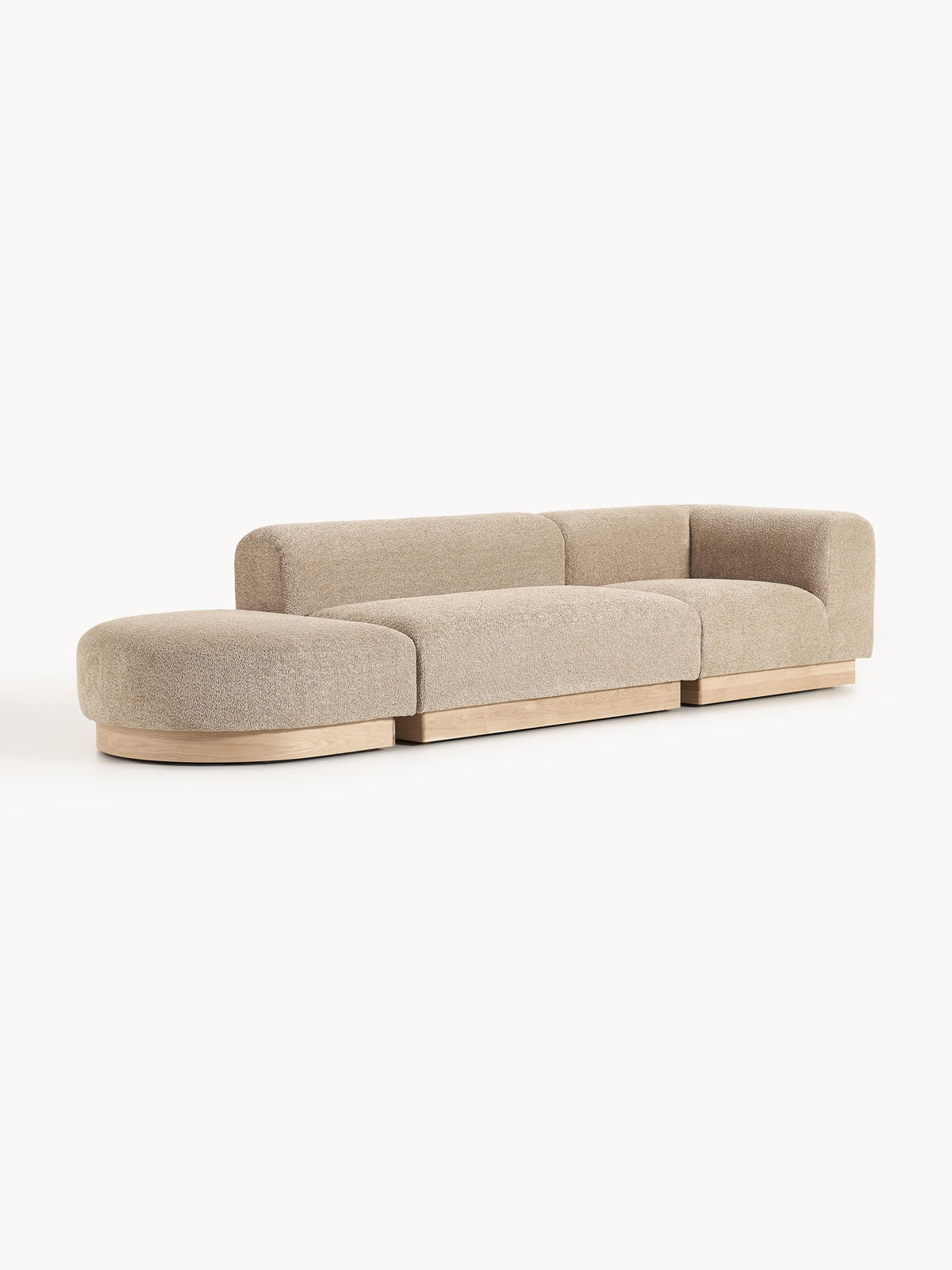 Natvelle Modular Ottoman in Teddy Bouclé with Stool (Left/Right)