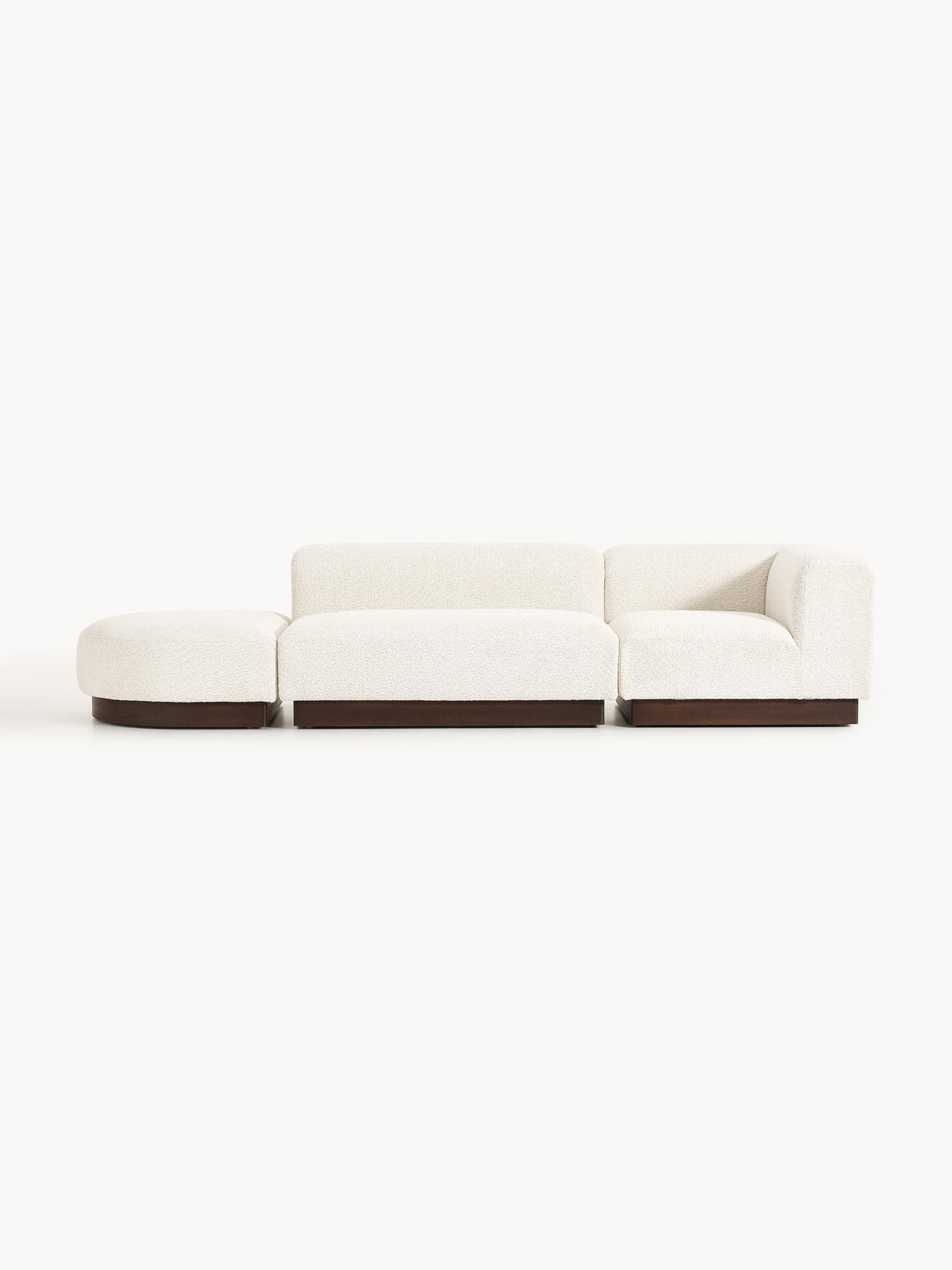 Natvelle Modular Ottoman in Teddy Bouclé with Stool (Left/Right)