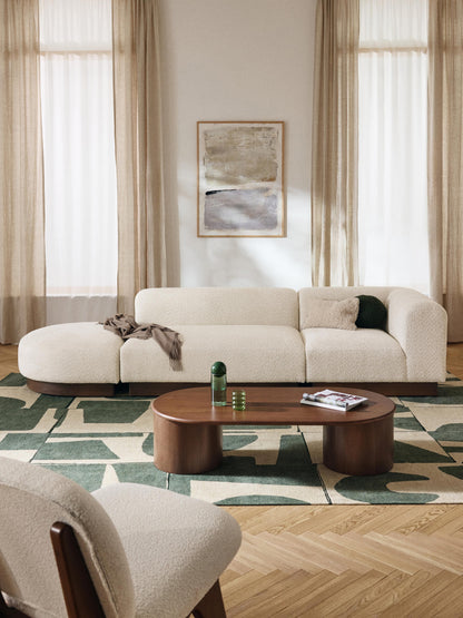 Natvelle Modular Ottoman in Teddy Bouclé with Stool (Left/Right)