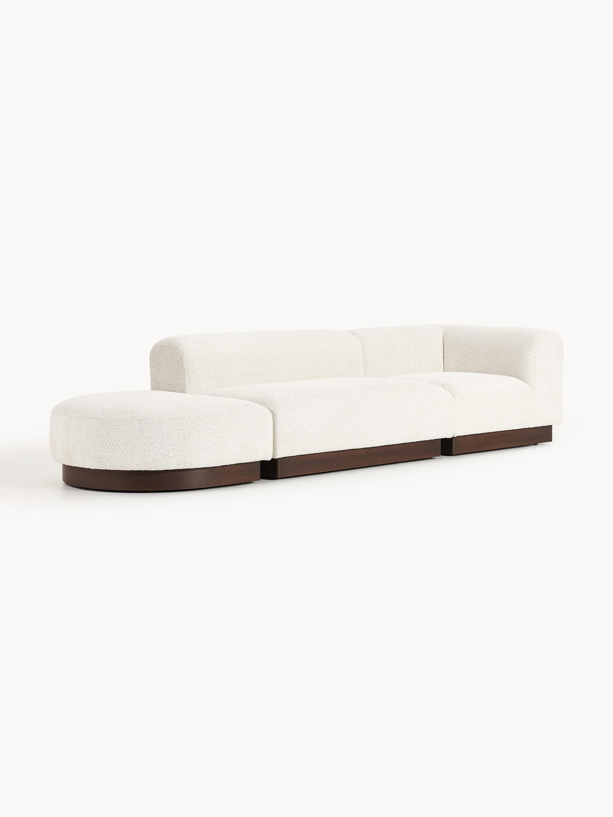 Natvelle Modular Ottoman in Teddy Bouclé with Stool (Left/Right)