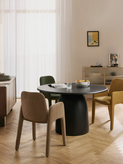 Nelora Round Dining Table with Fluted Texture, in Various Sizes