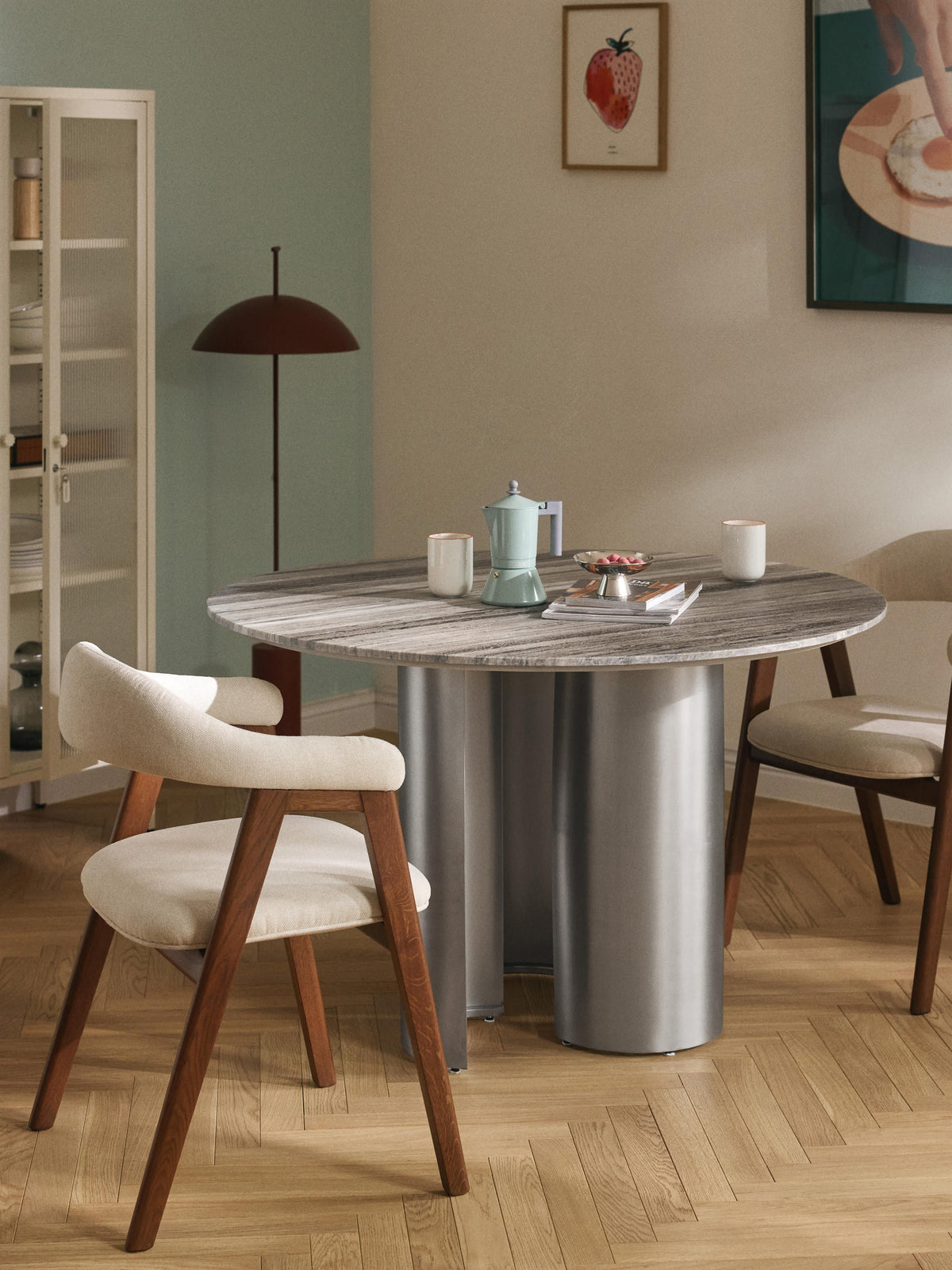 Novard Round Dining Table with Marble Tabletop, Ø 120 cm