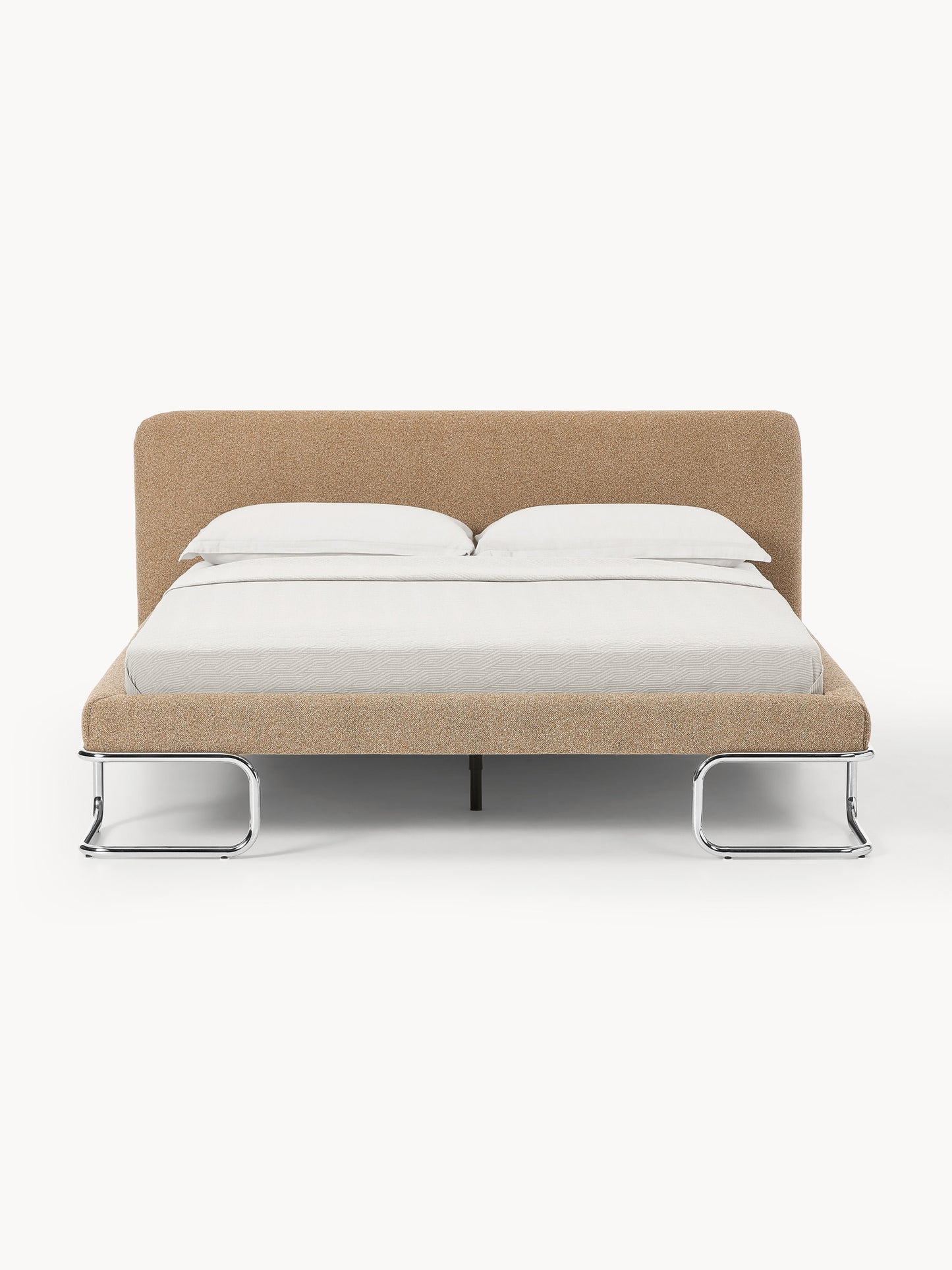 Olvenna Bouclé Upholstered Bed with Metal Legs