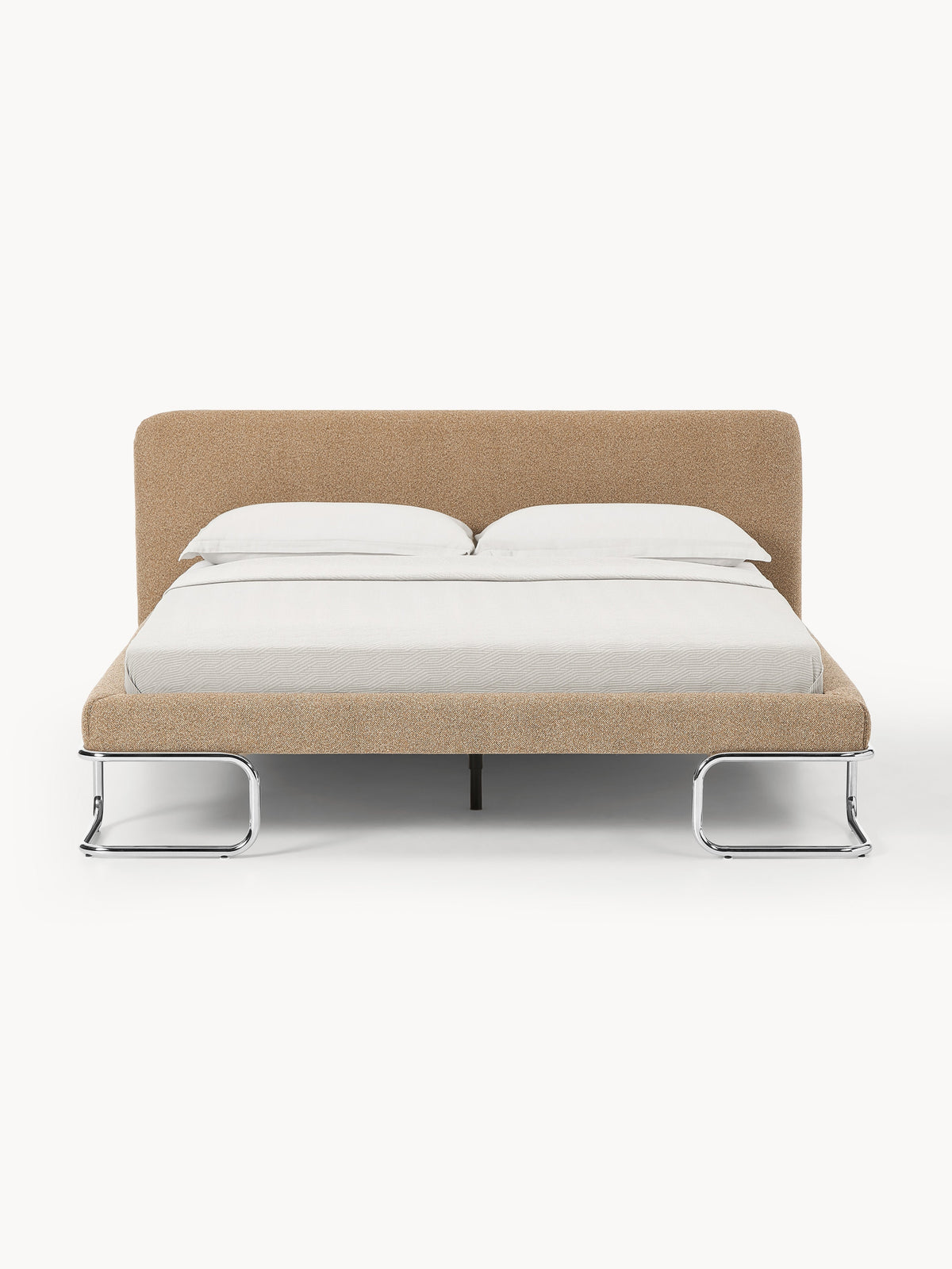 Olvenna Bouclé Upholstered Bed with Metal Legs