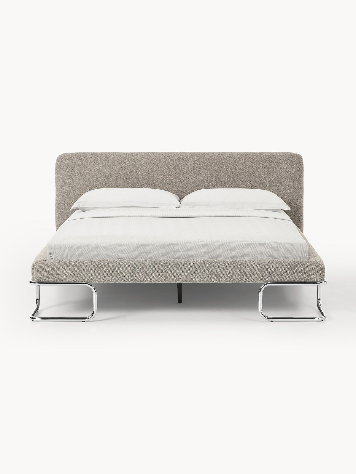 Olvenna Bouclé Upholstered Bed with Metal Legs