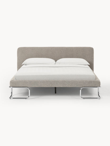Olvenna Bouclé Upholstered Bed with Metal Legs