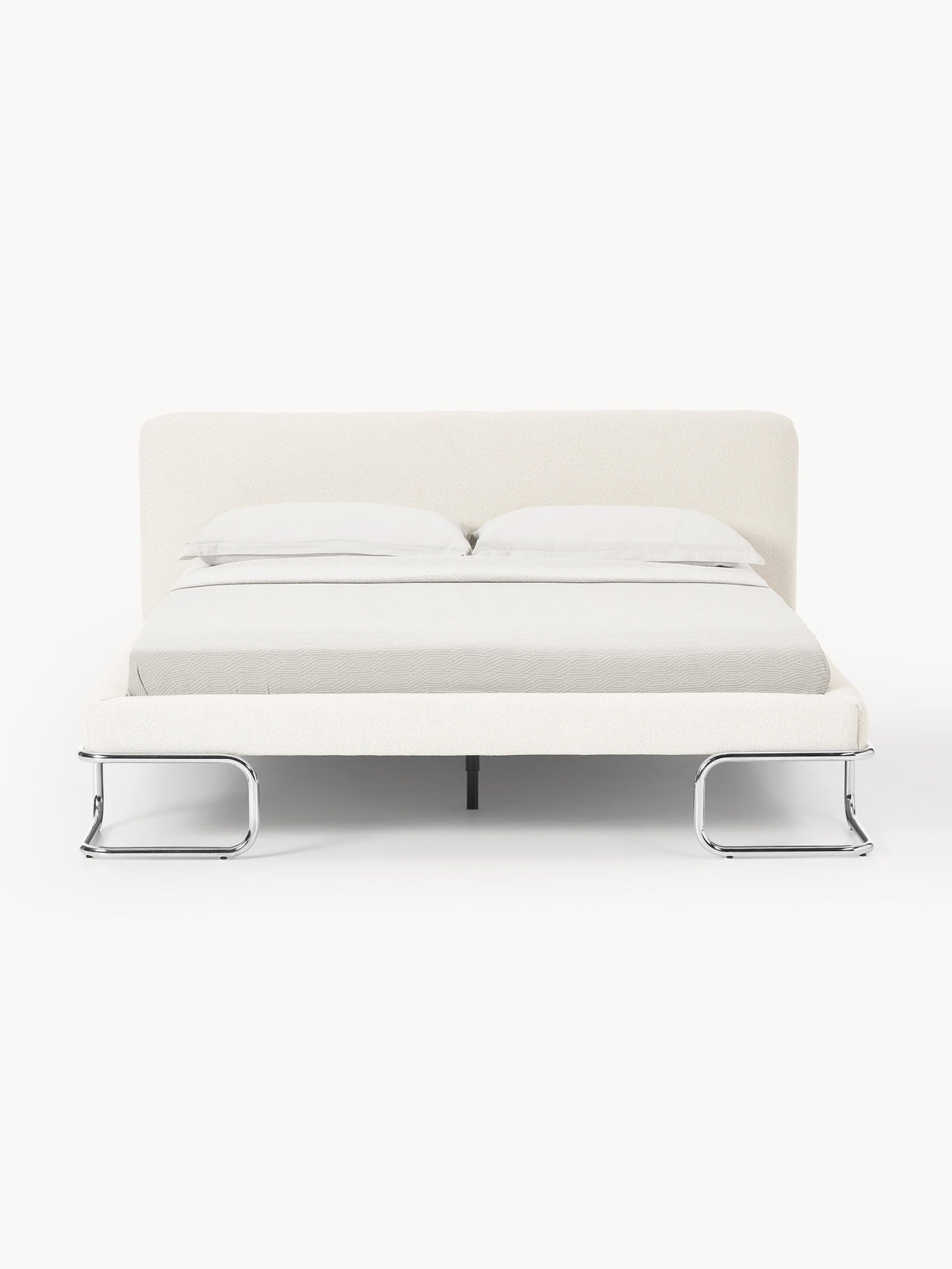 Olvenna Bouclé Upholstered Bed with Metal Legs