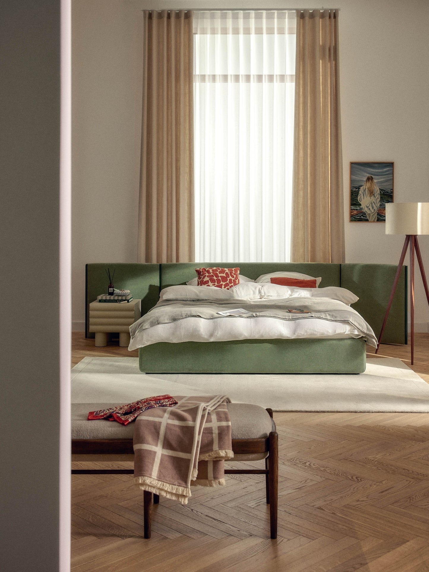 Otimar Upholstered Bed with Folding Headboard